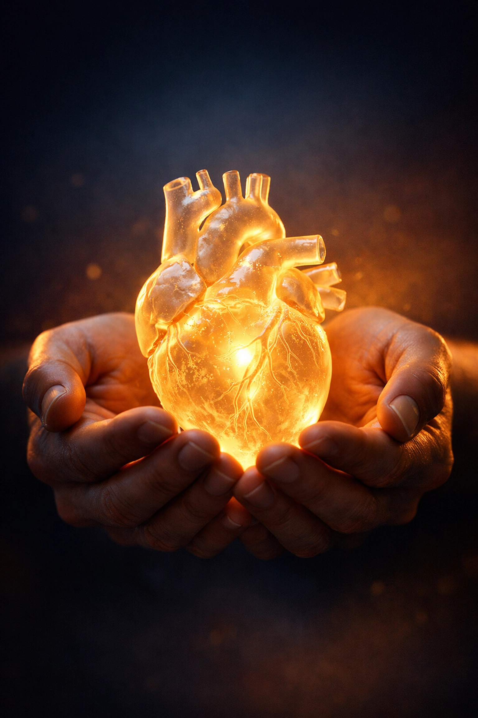 Hands gently holding a glowing heart representing God's care and presence in suffering