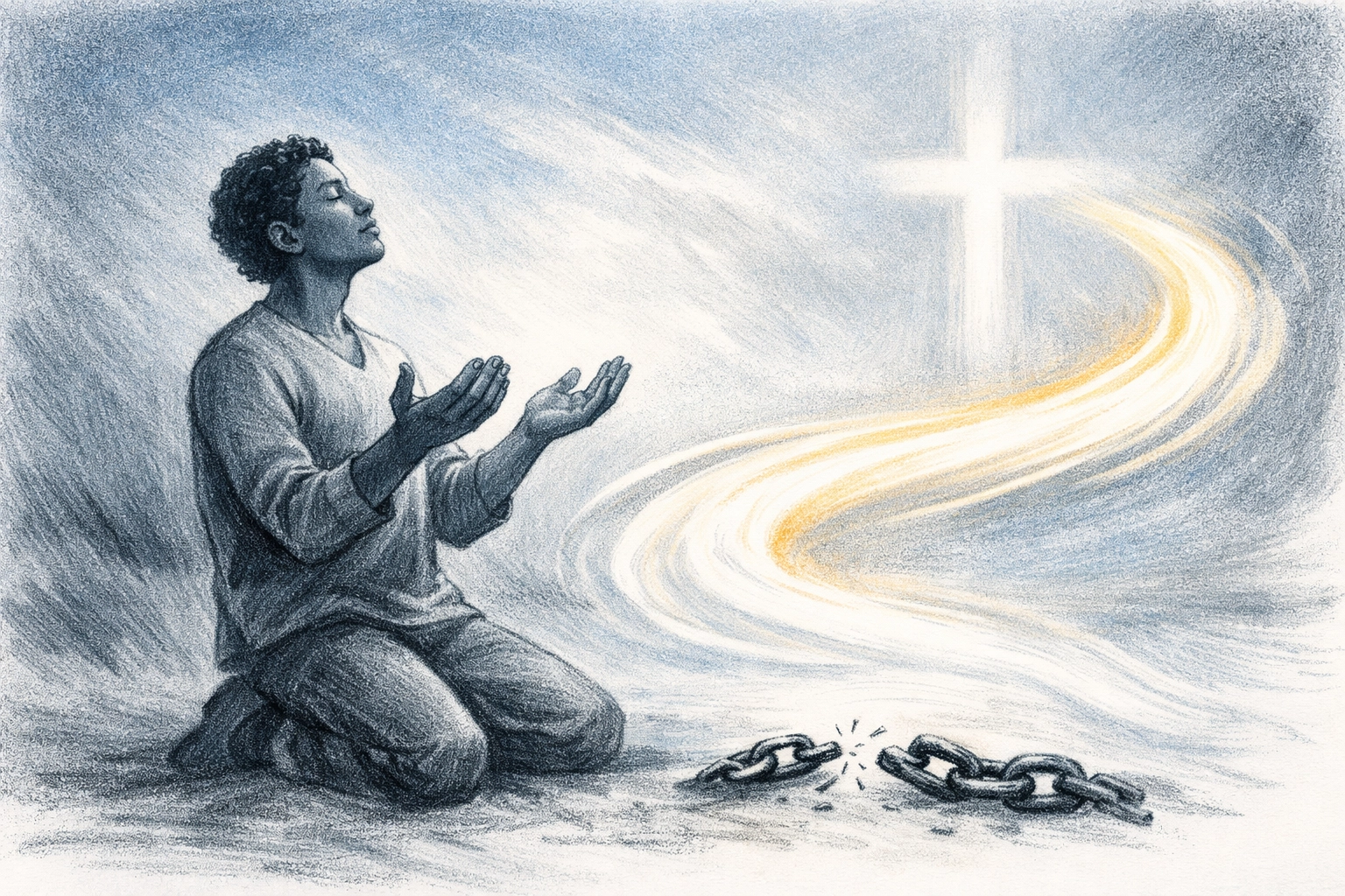 Diverse person at a crossroads under a gentle sunrise, symbolizing repentance and a fresh start with God