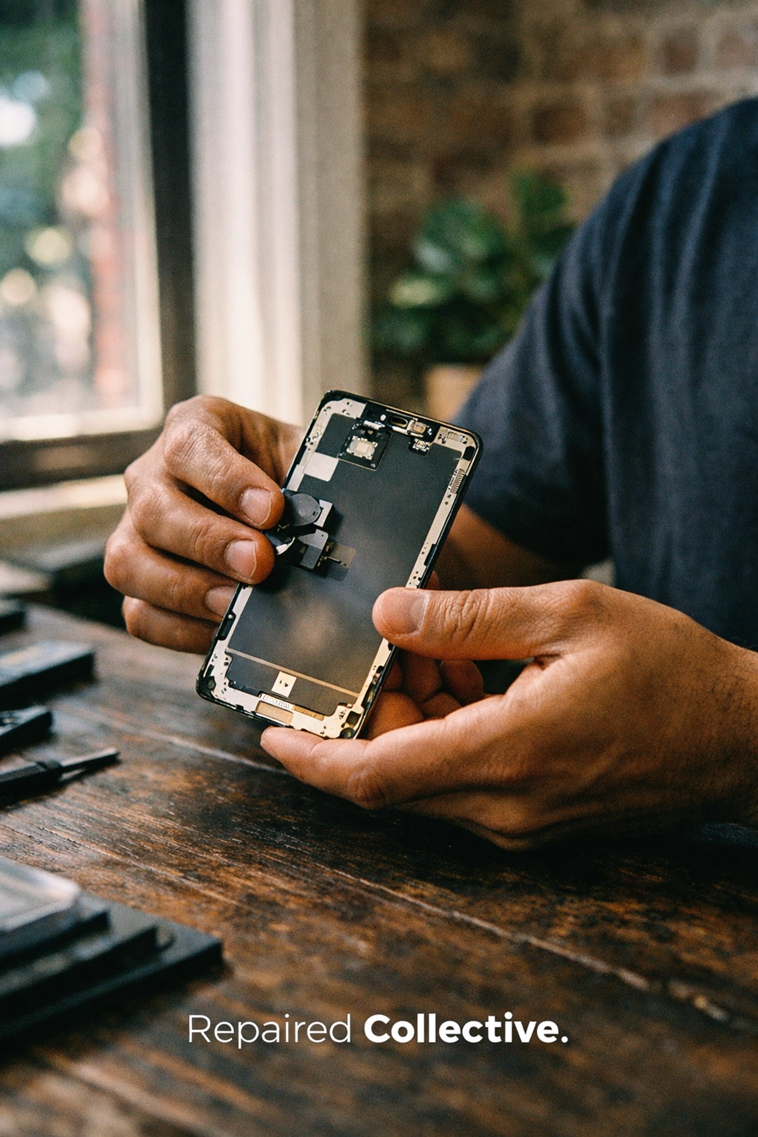 Professional iPhone screen repair Bed-Stuy by Repaired Collective. technician in a Brooklyn brownstone.