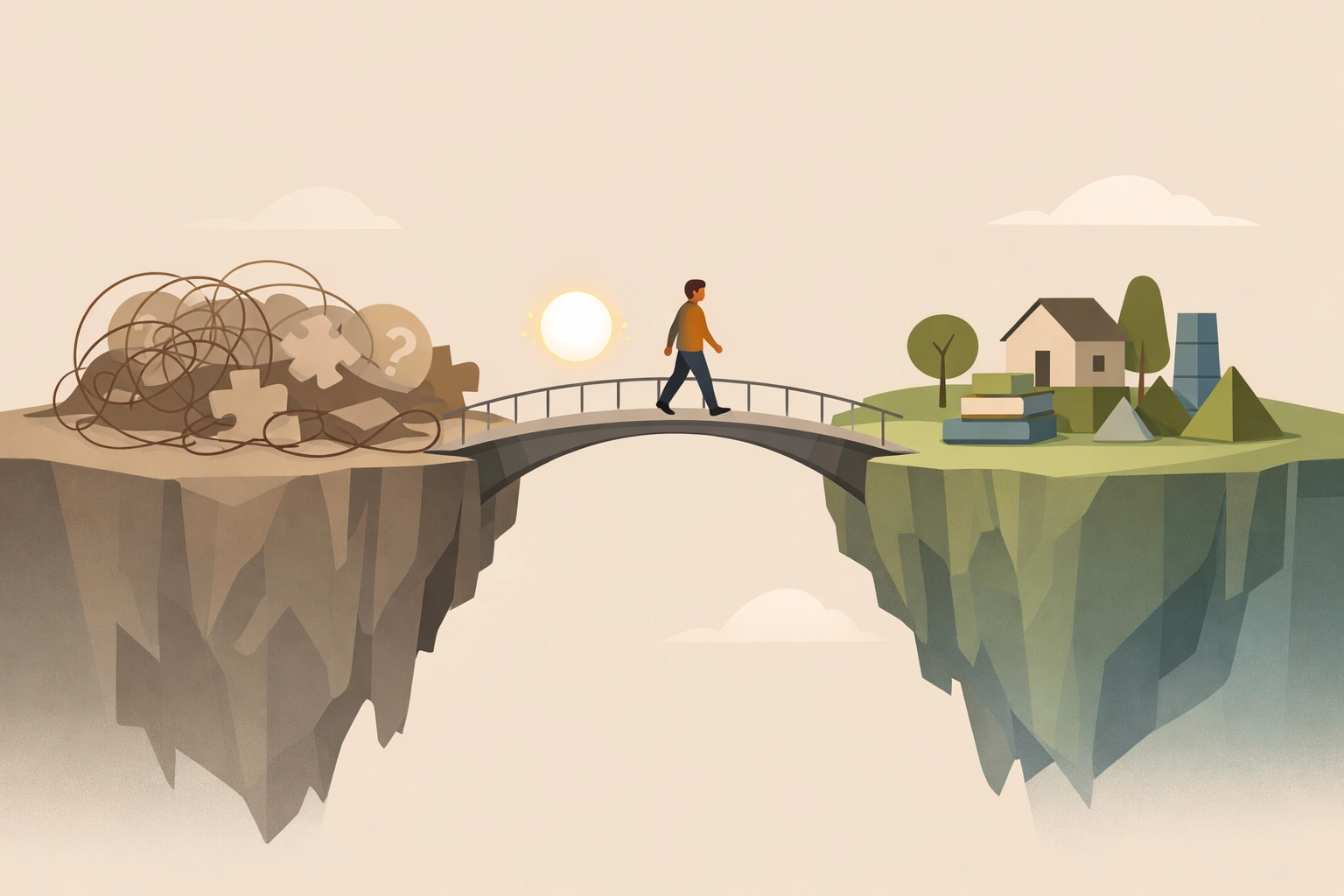 Illustration of AI bridging the gap between executive dysfunction and workplace productivity for neurodiversity.