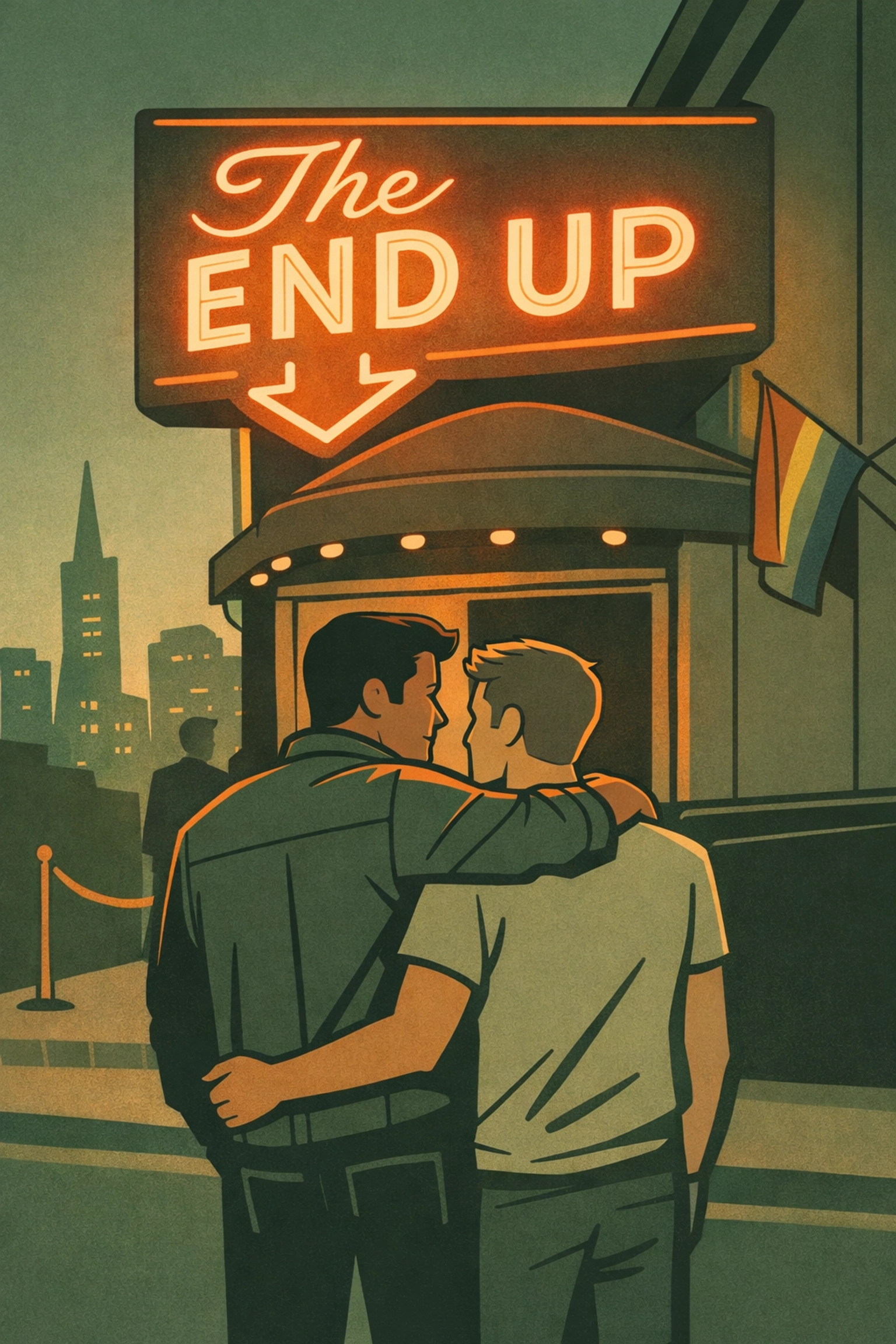 Two men outside The End Up nightclub entrance showcasing San Francisco's LGBTQ+ legacy and community history