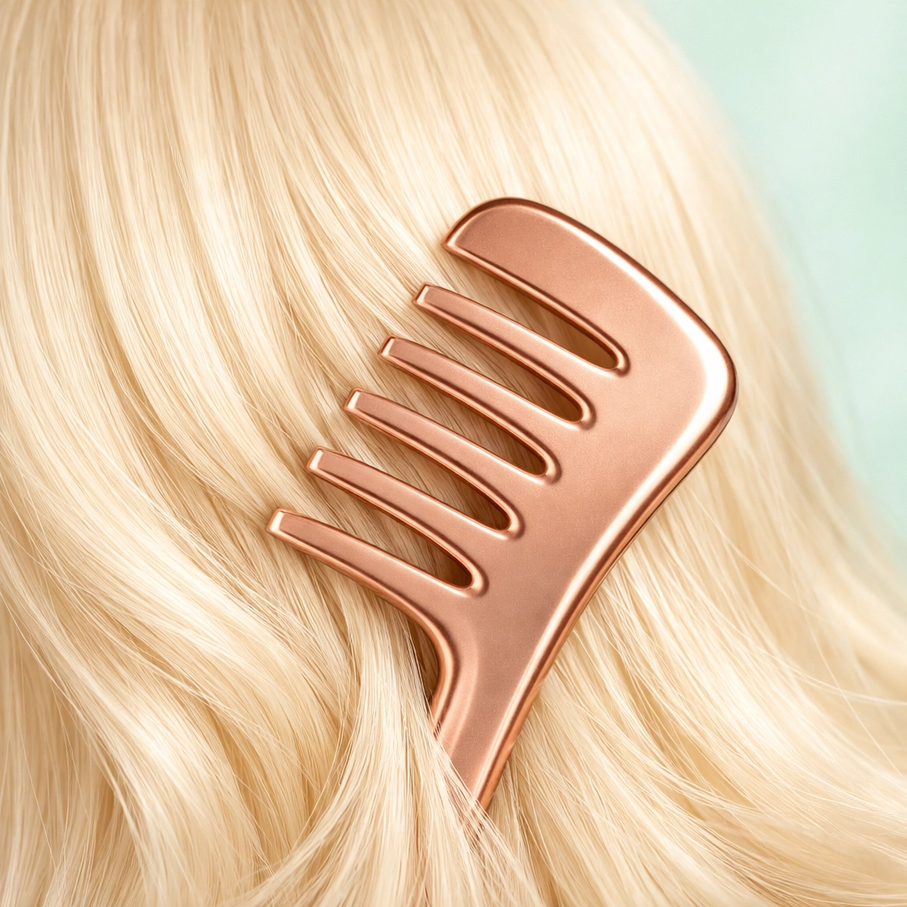 Using a wide-tooth comb for daily maintenance, a key step in how to take care of a synthetic wig.