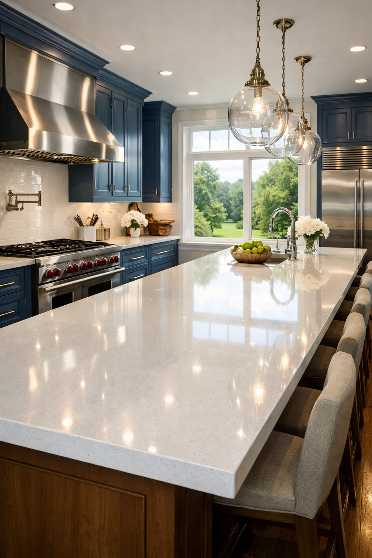 A sparkling luxury gourmet kitchen in Sudbury after a professional deep cleaning service.