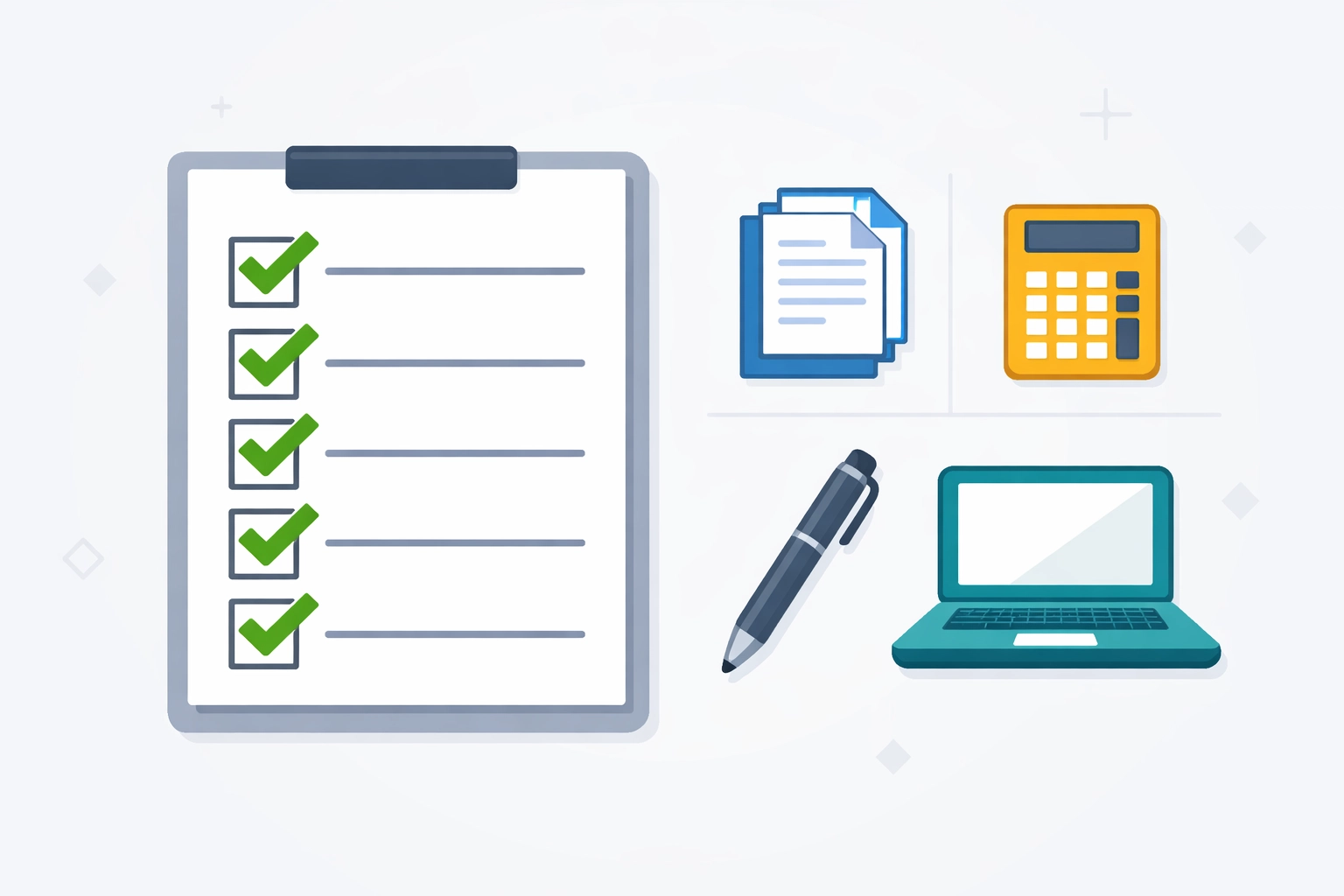 Tax filing checklist with documents and calculator for 2026 tax season preparation