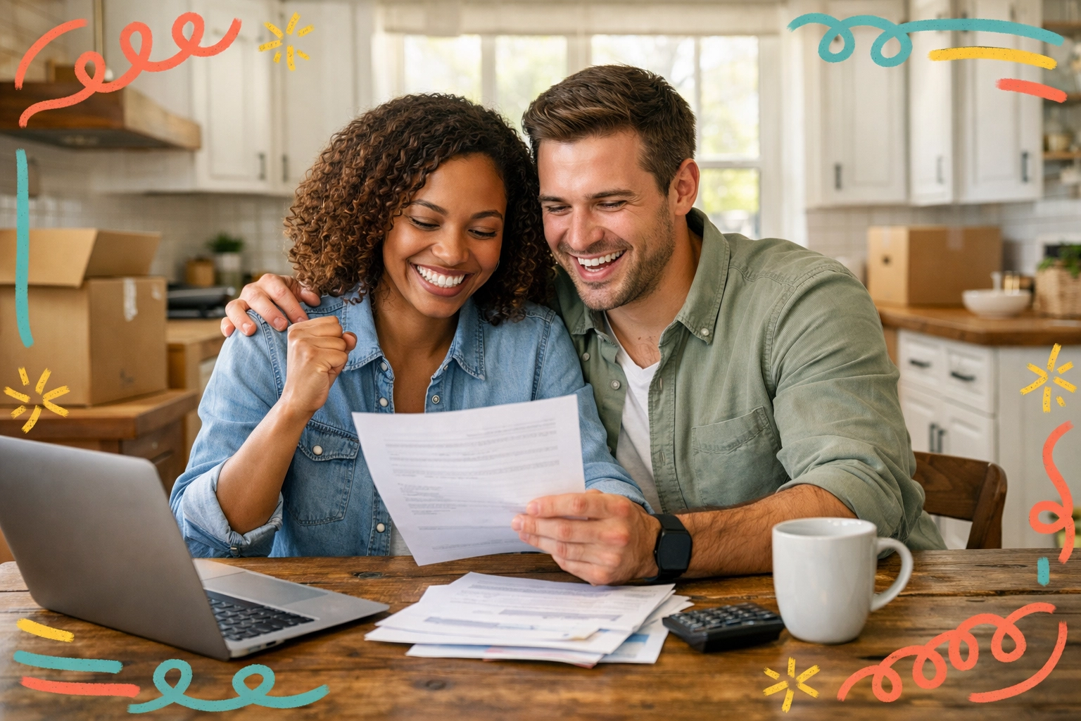 West Cobb couple reviewing down payment assistance documents for home purchase in Acworth