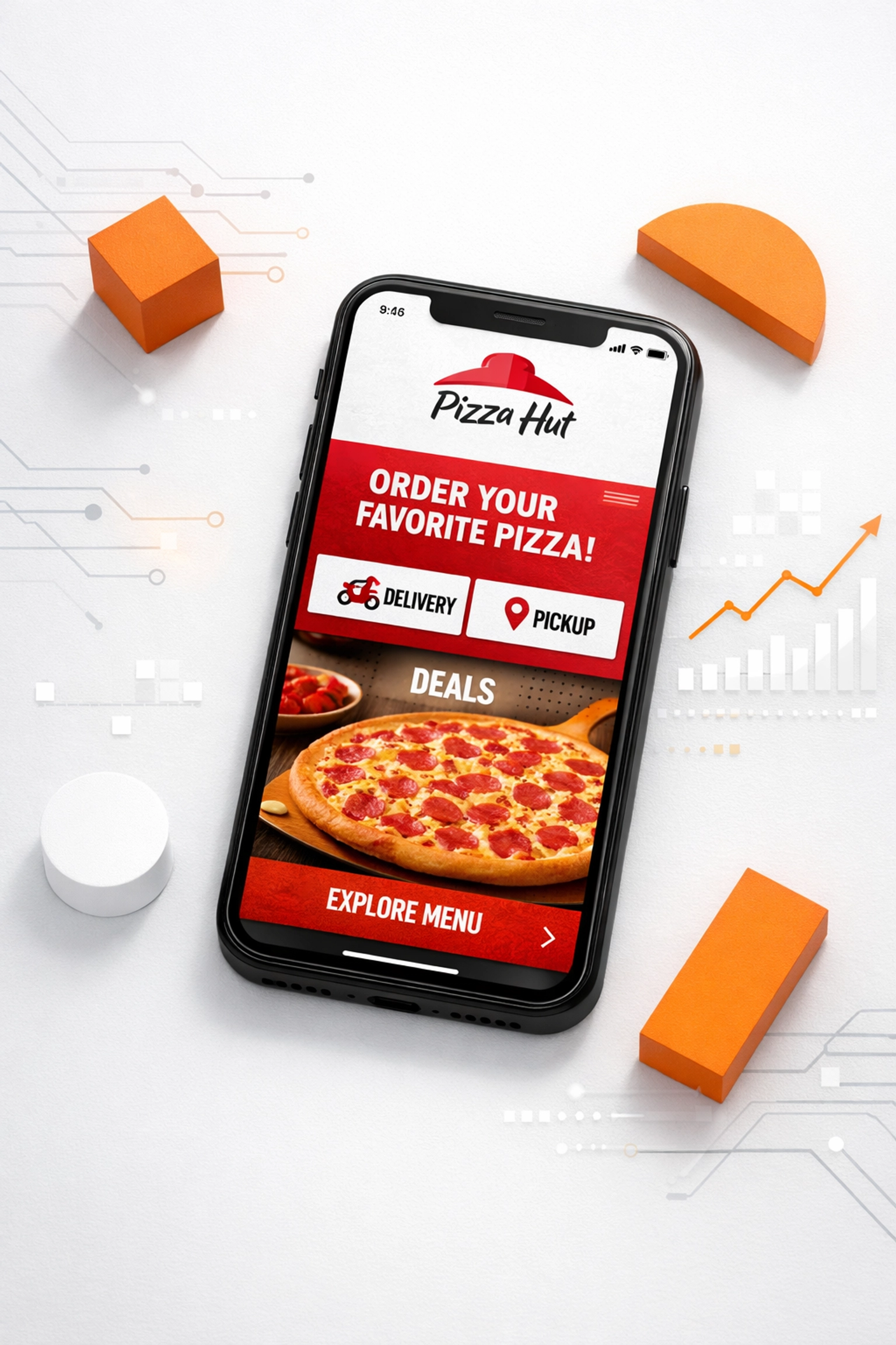 Pizza Hut mobile app interface showing digital-first ordering experience