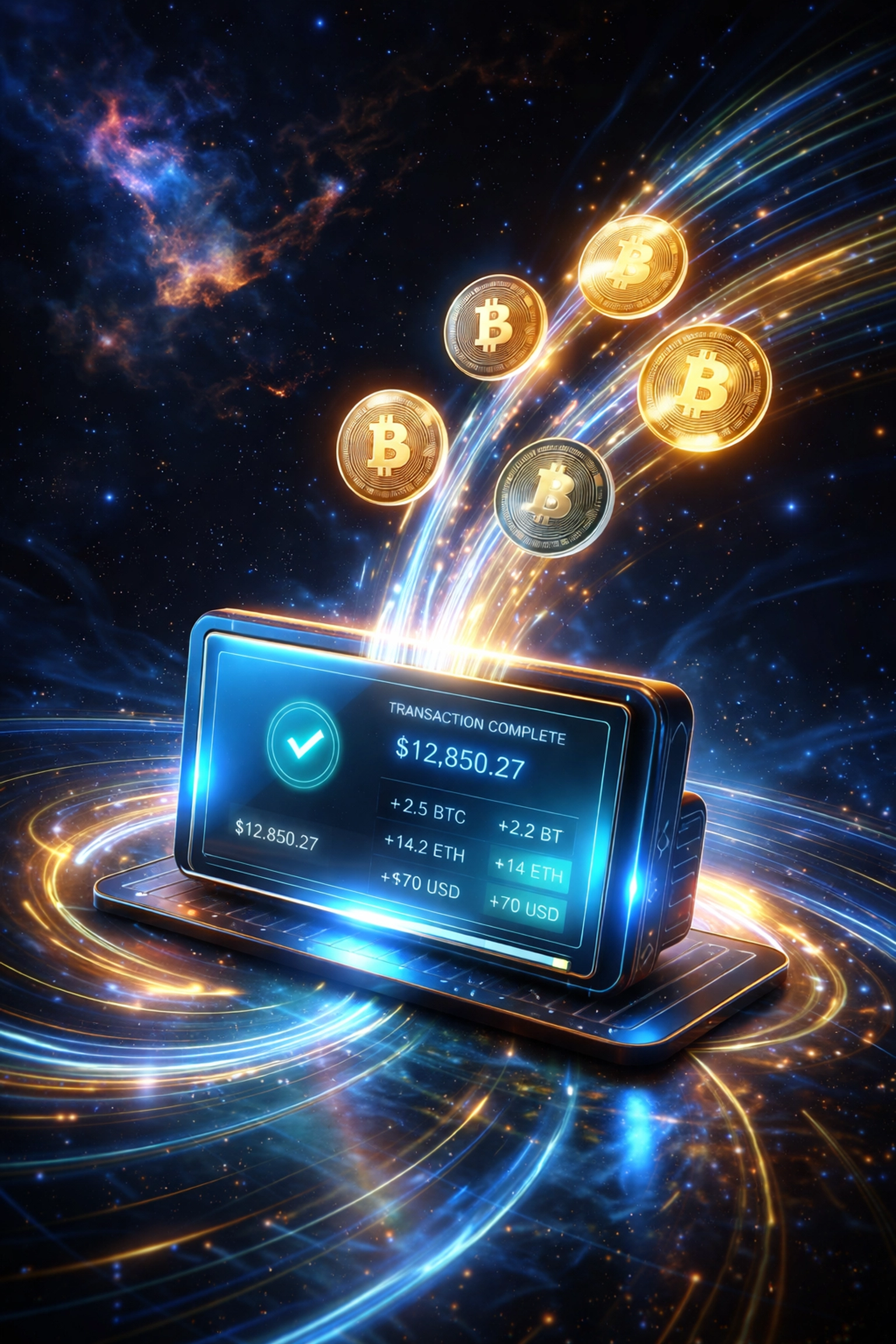 Digital wallet flows directly receive cryptocurrency coins, illustrating self-custody and lower crypto POS system fees.