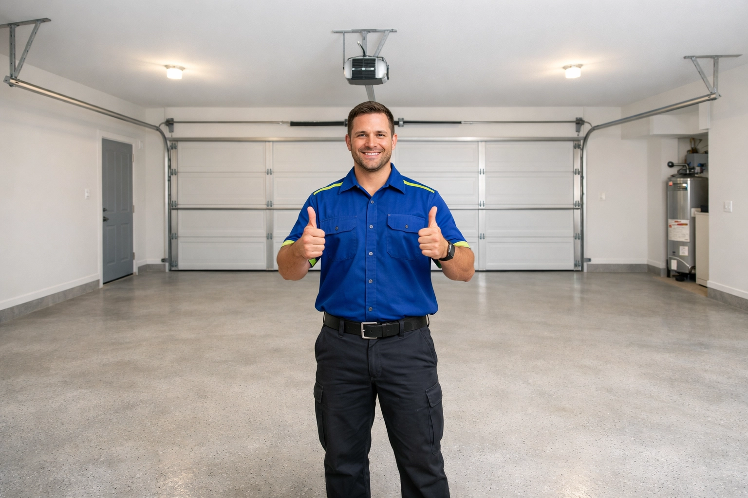 Junk GTA owner Roman stands in a clean, broom-swept garage after top-rated junk removal Aurora services.