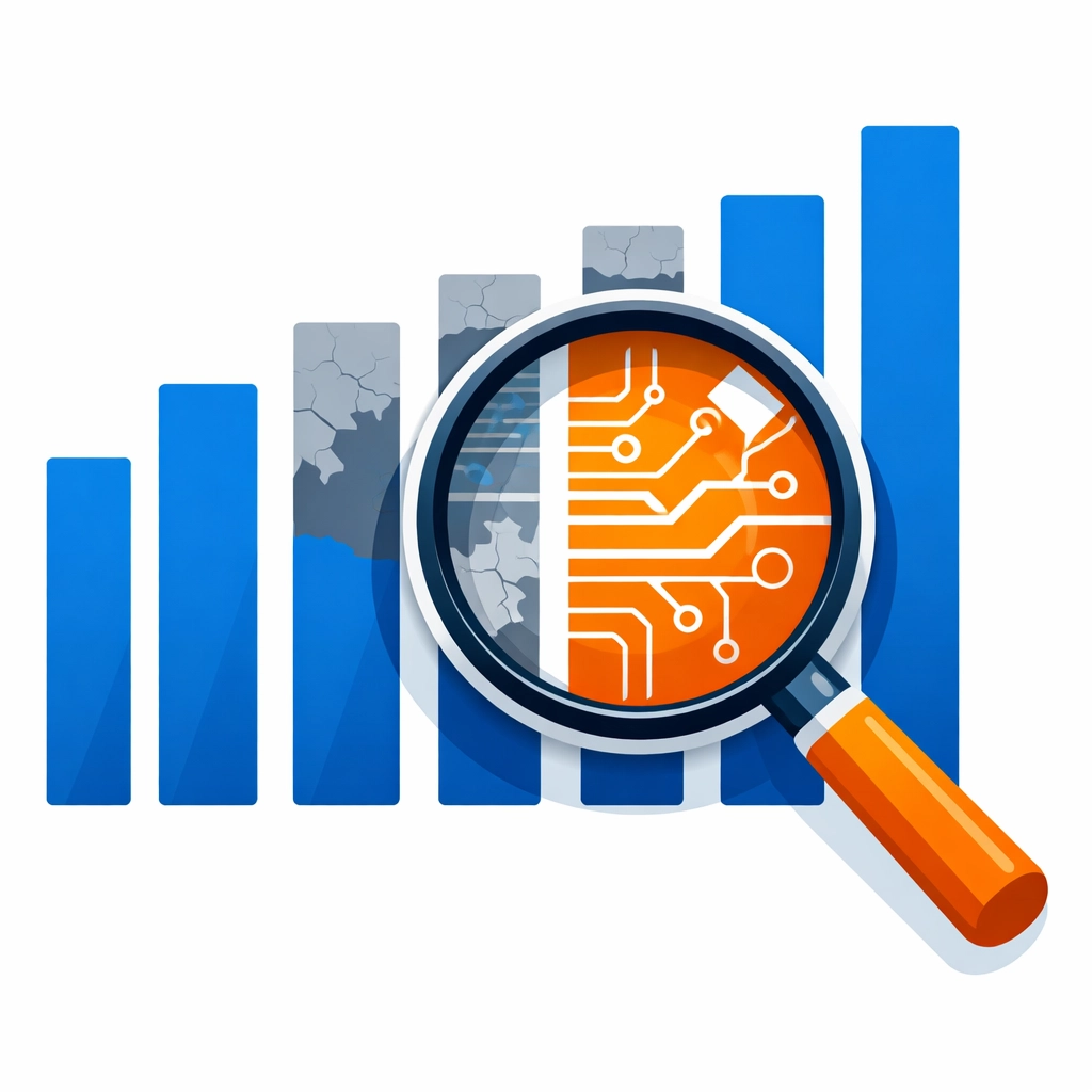 A digital magnifying glass auditing a SaaS training curriculum for consistency and Atomic Design alignment.