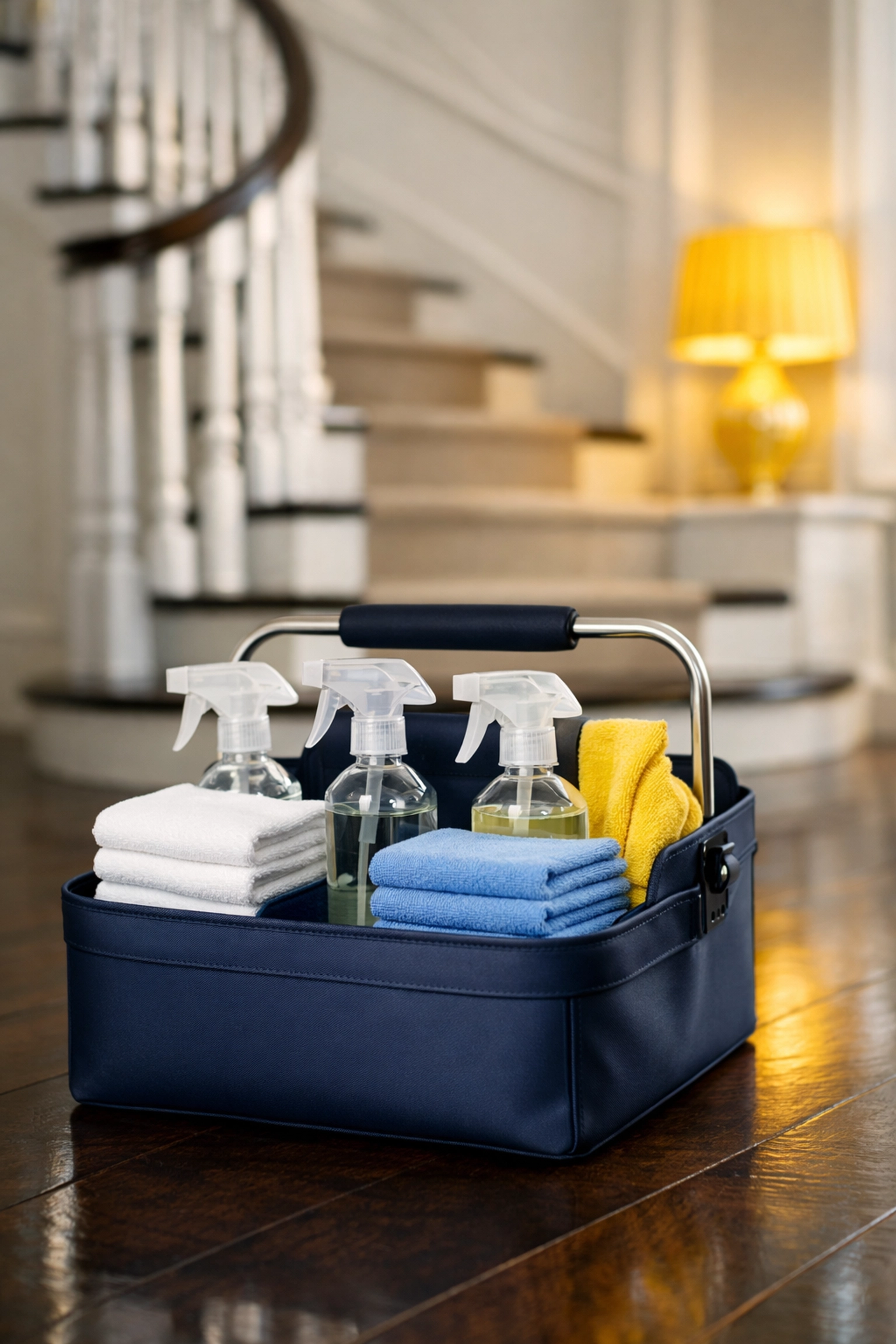 Professional cleaning caddy and eco-friendly products for weekly house cleaning in Winchendon MA.