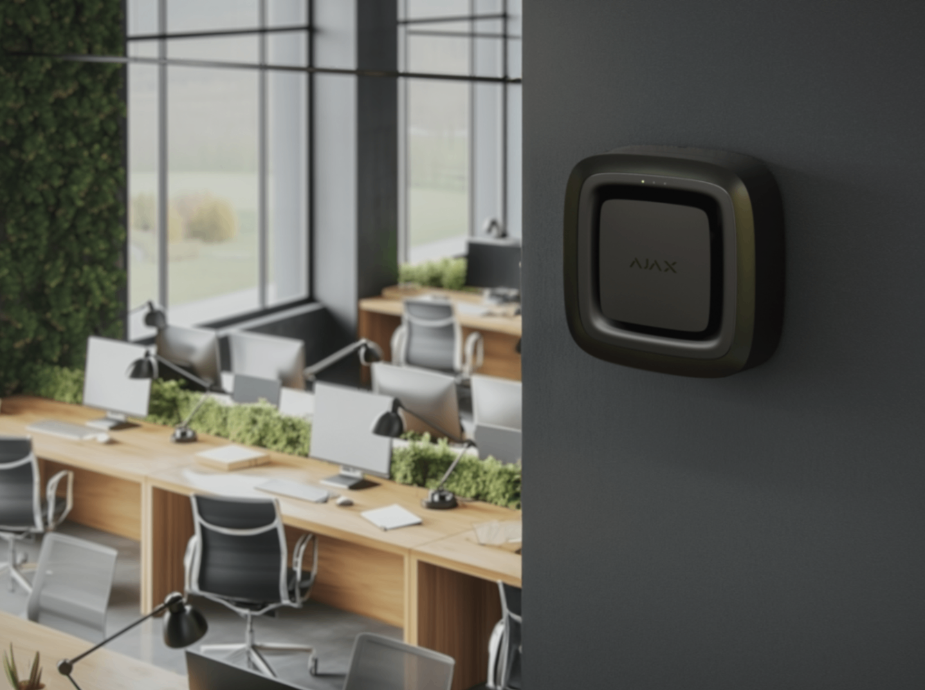 Modern Open-Plan Office with Ajax Security Device