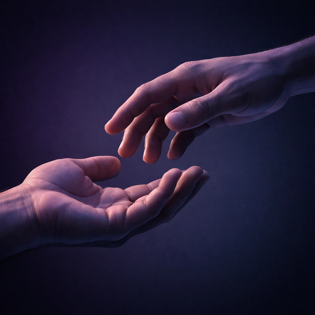 Hands reaching toward each other illustrating consent and communication in puppy play dynamics