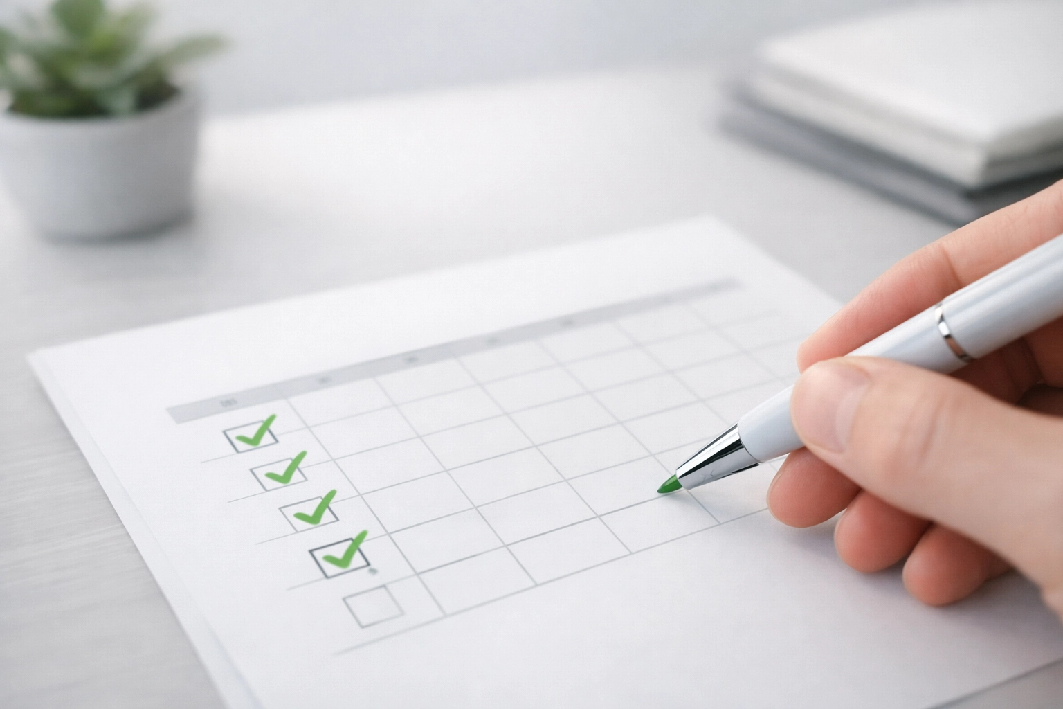 Marketing checklist being completed showing consistent weekly visibility habits for small businesses