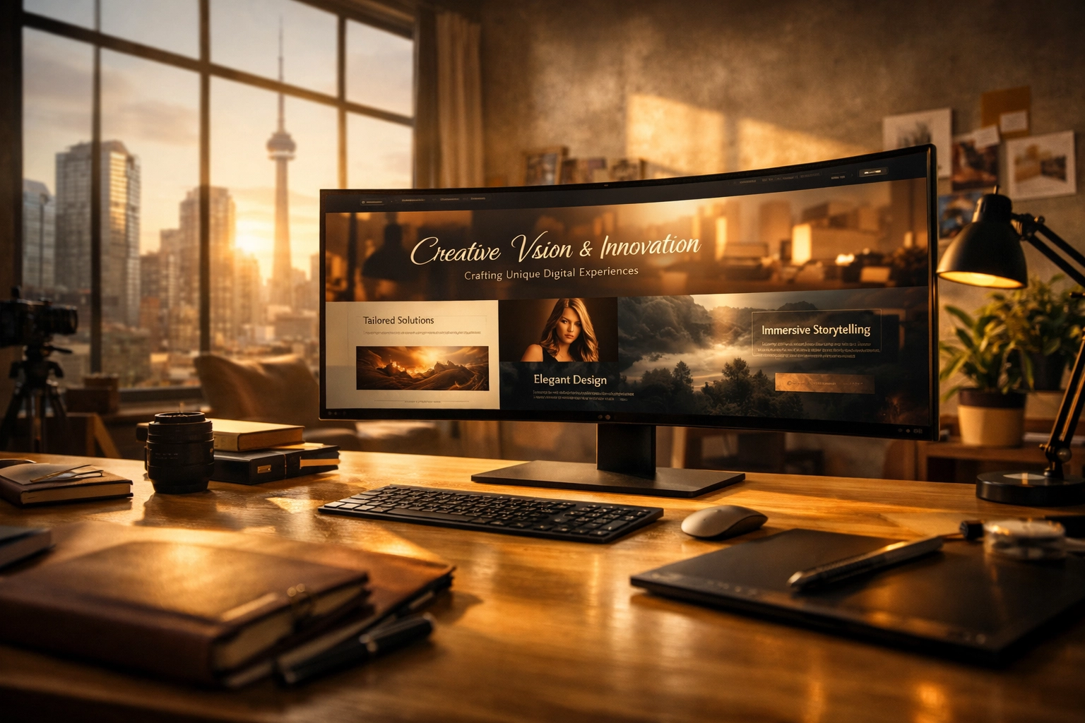 Custom web design Toronto workspace showcasing a high-converting website layout for content authority