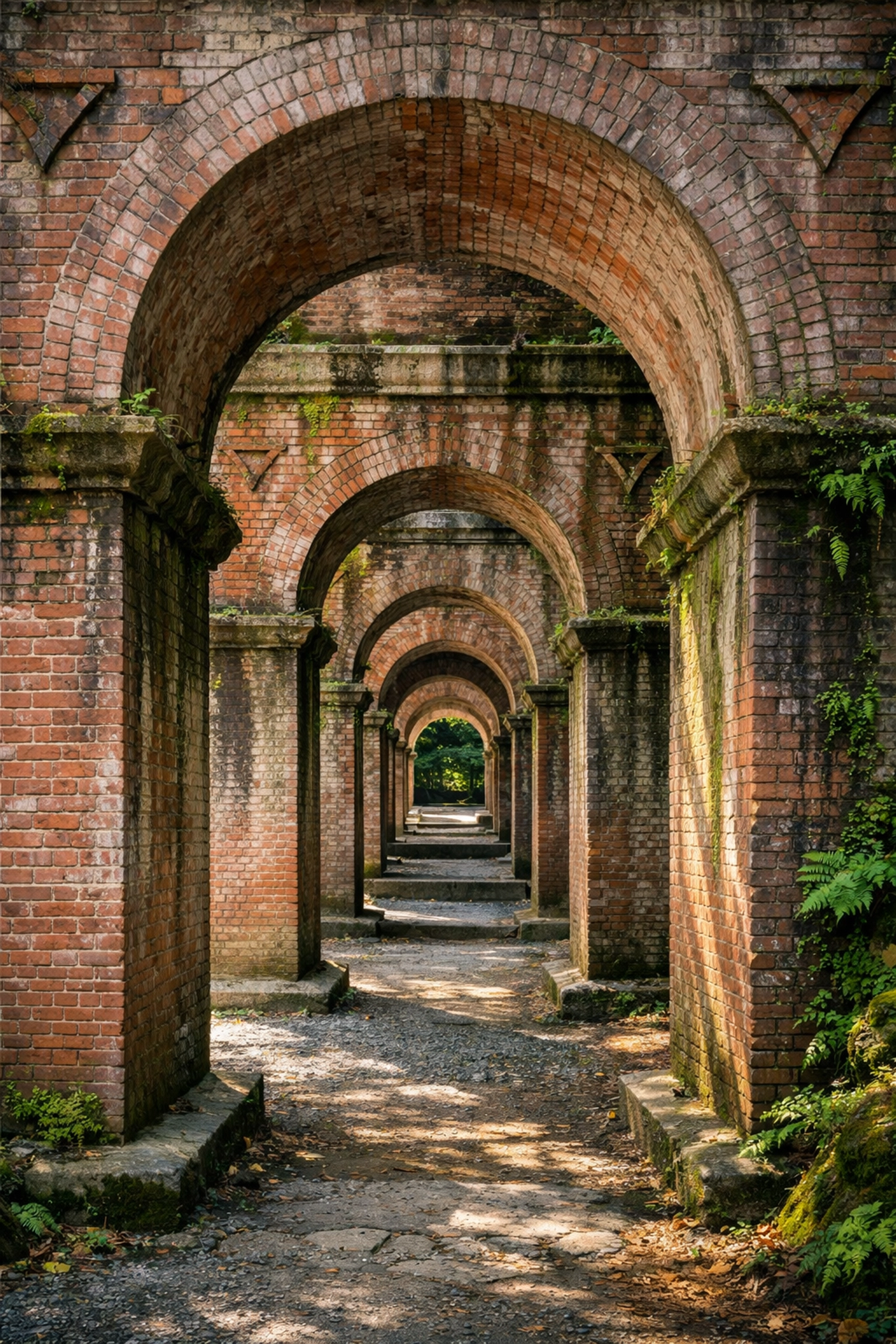 The mossy red brick arches of the Suirokaku Aqueduct at Nanzen-ji, one of the best photography locations in Kyoto.