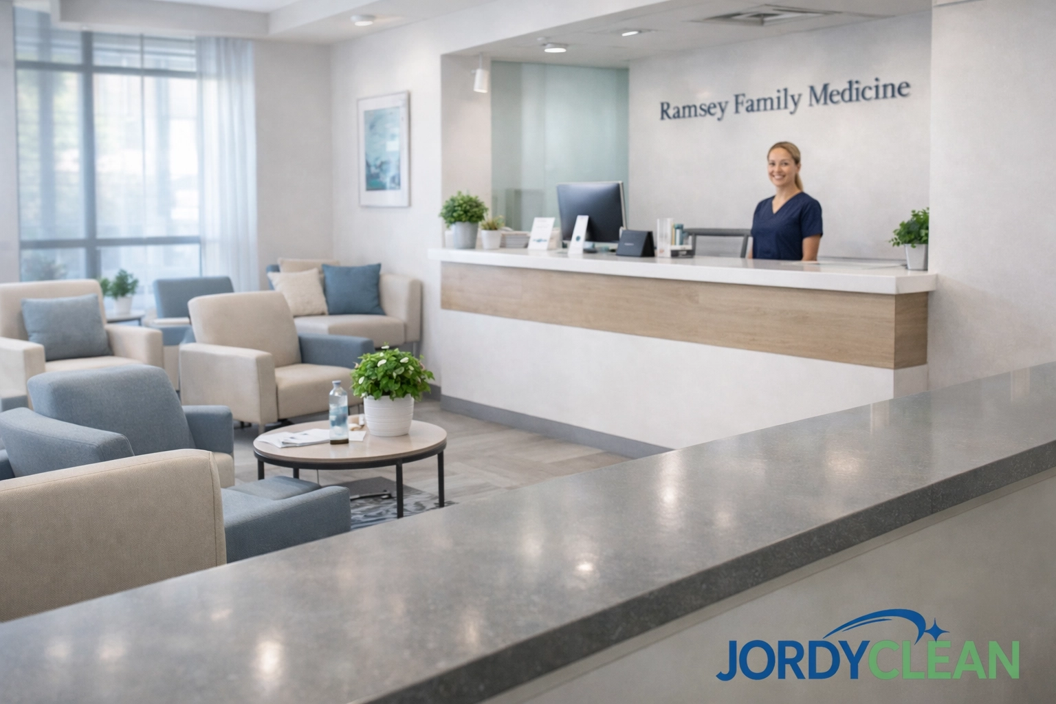 Medical office waiting room cleaning services in Ramsey NJ with sanitized surfaces
