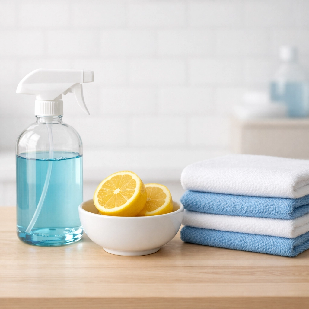 Natural eco-friendly cleaning products and lemons used for expert deep cleaning Framingham MA services.