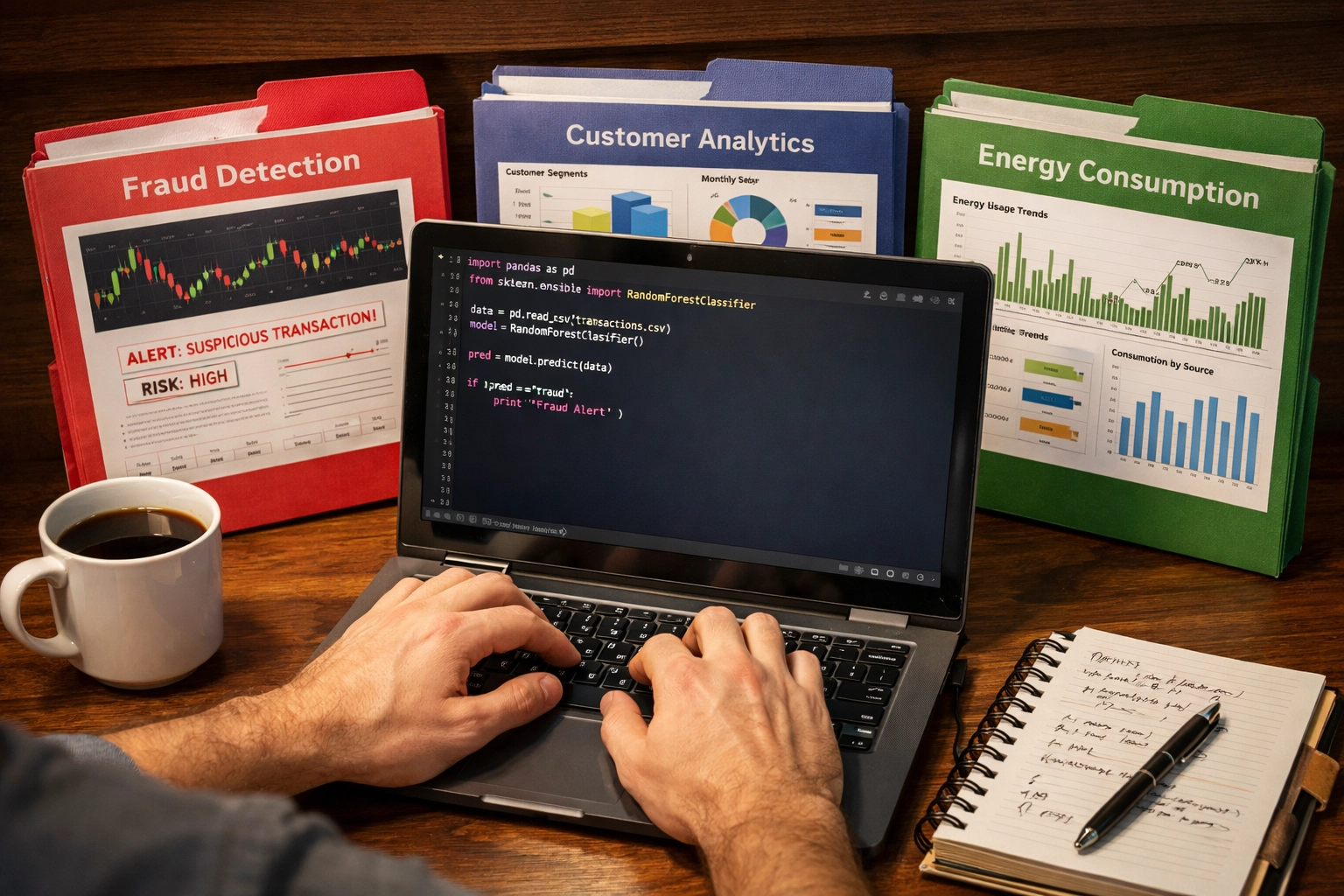 Python data science projects including fraud detection and customer analytics