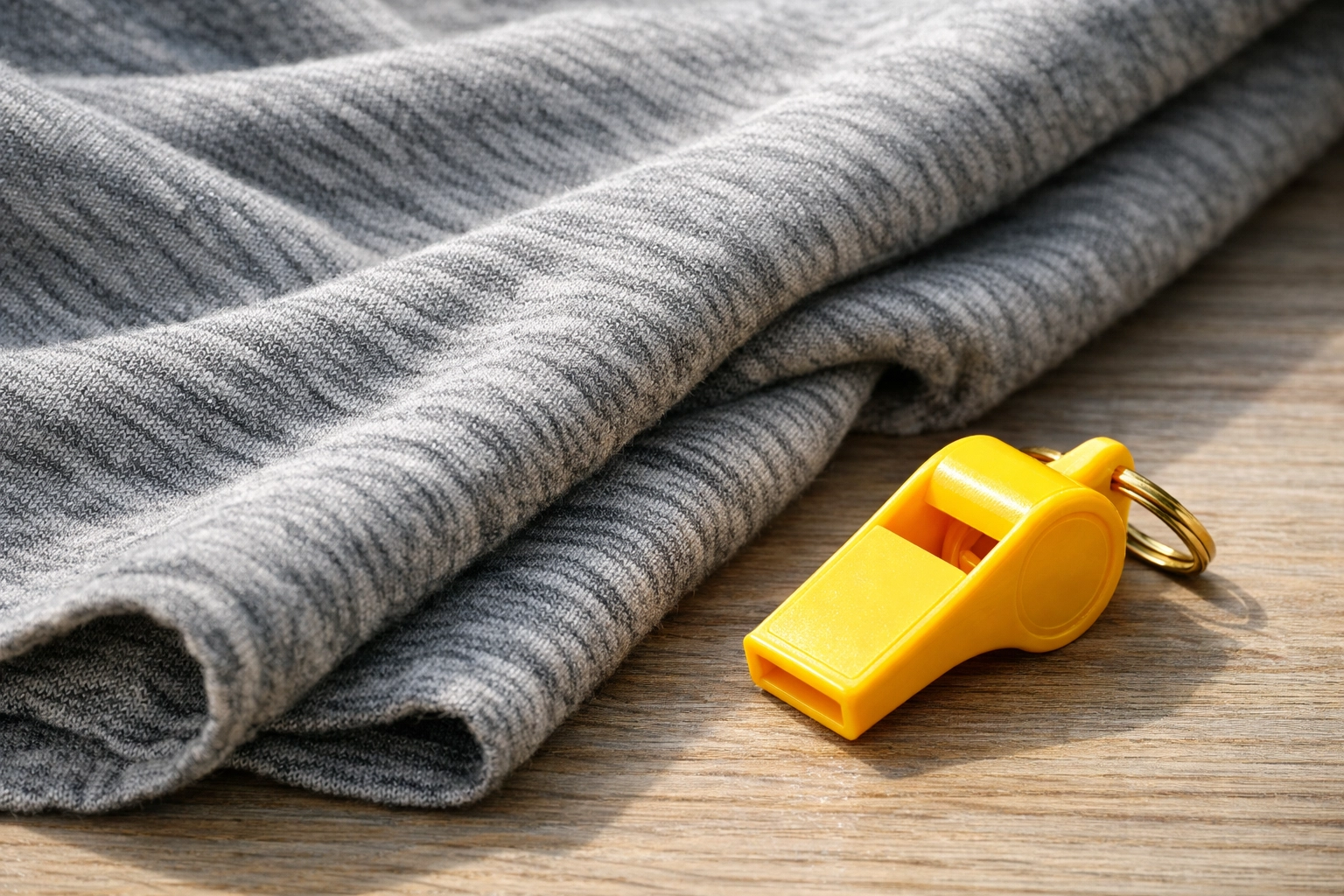 Detailed view of soft tri-blend fabric used for comfortable, high-quality camp staff shirts.