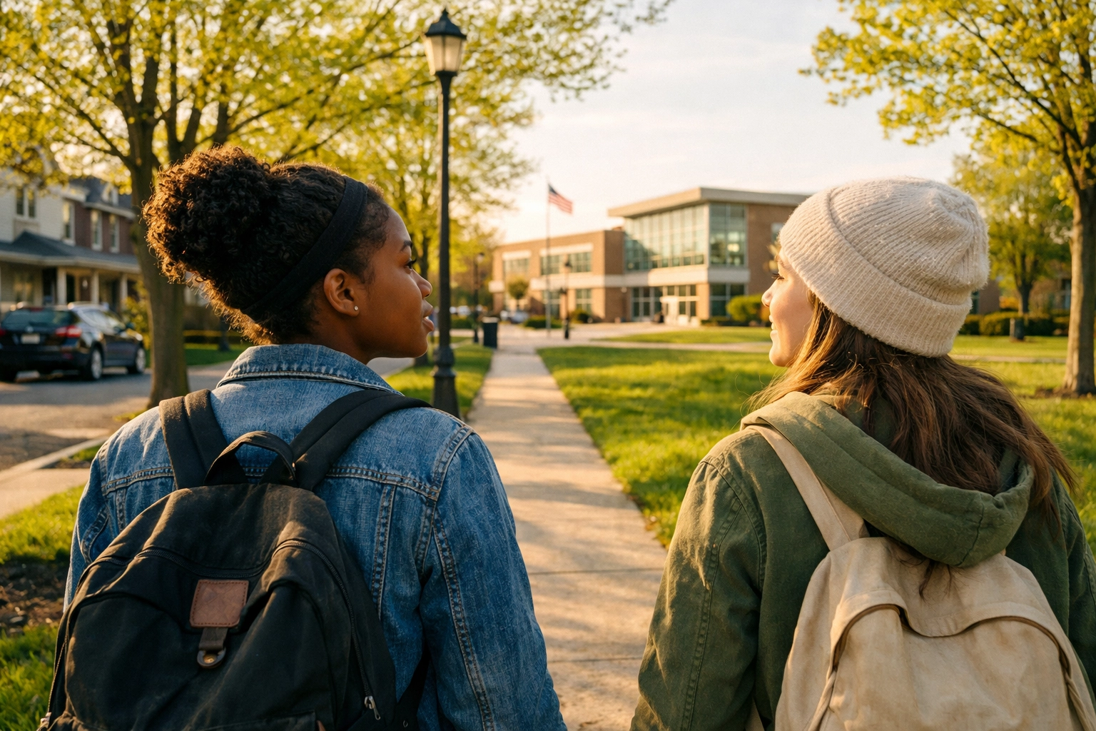 Black women evaluating a South Jersey neighborhood and school district for a permanent family home.