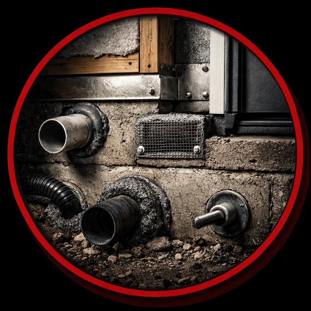 Home foundation showing sealed entry points and professional pest exclusion materials