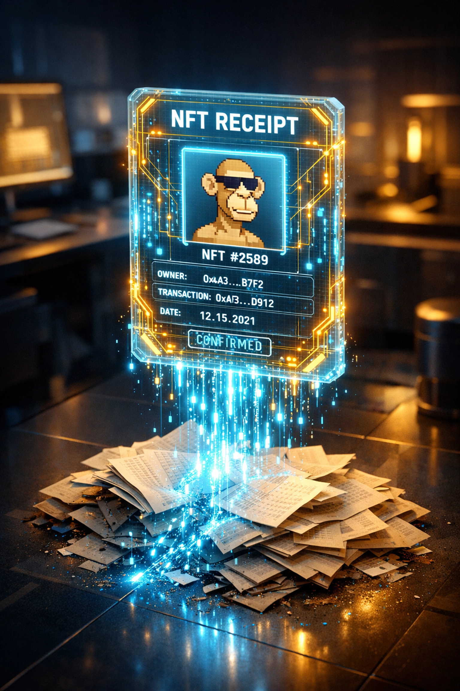 Secure NFT receipt streamlining Web3 payment accounting and merchant data for automated business reconciliations.