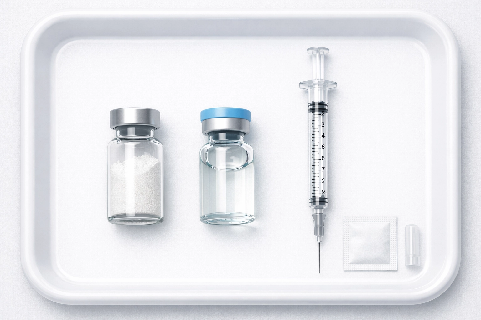 Retatrutide peptide vial with a high-precision syringe for accurate reconstitution and dosing guidance.