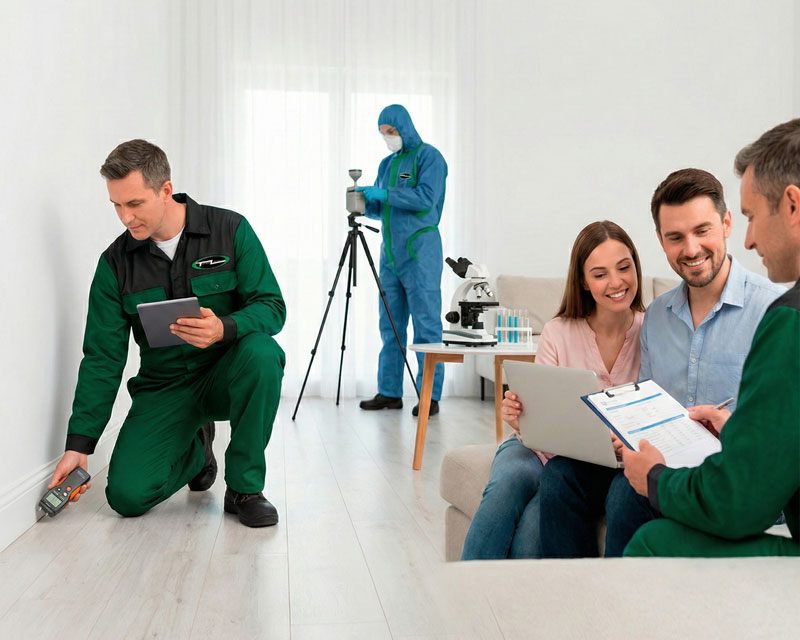 Technicians performing environmental testing and inspection