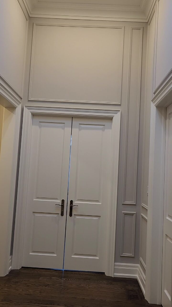 Custom Double Door Entryway with Wainscoting