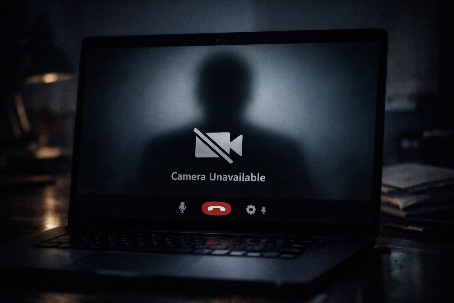 Video call screen displaying camera unavailable icon indicating romance scammer avoidance