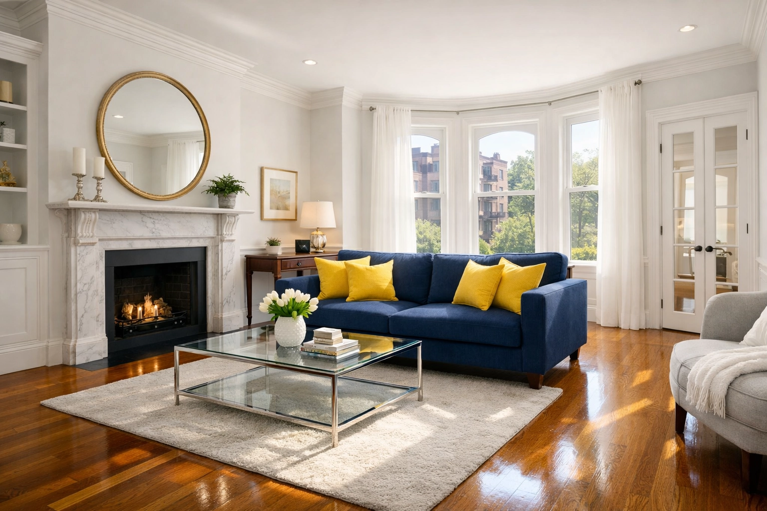 Sun-drenched high-end Boston living room showcasing the professional standards of top rated house cleaners near me.