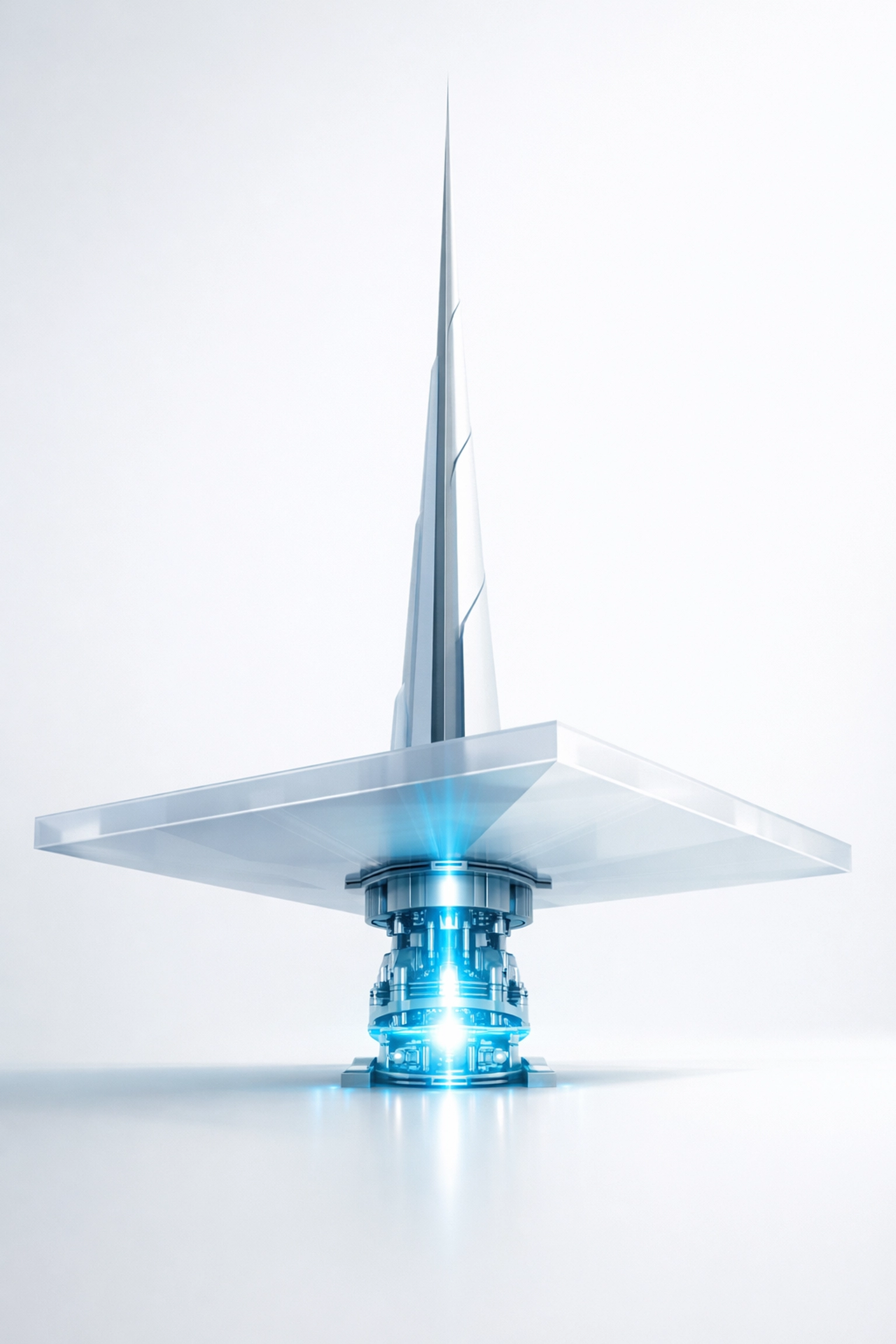 A glowing engine lifting a platform, symbolizing operational leverage and scaling business through custom automation.