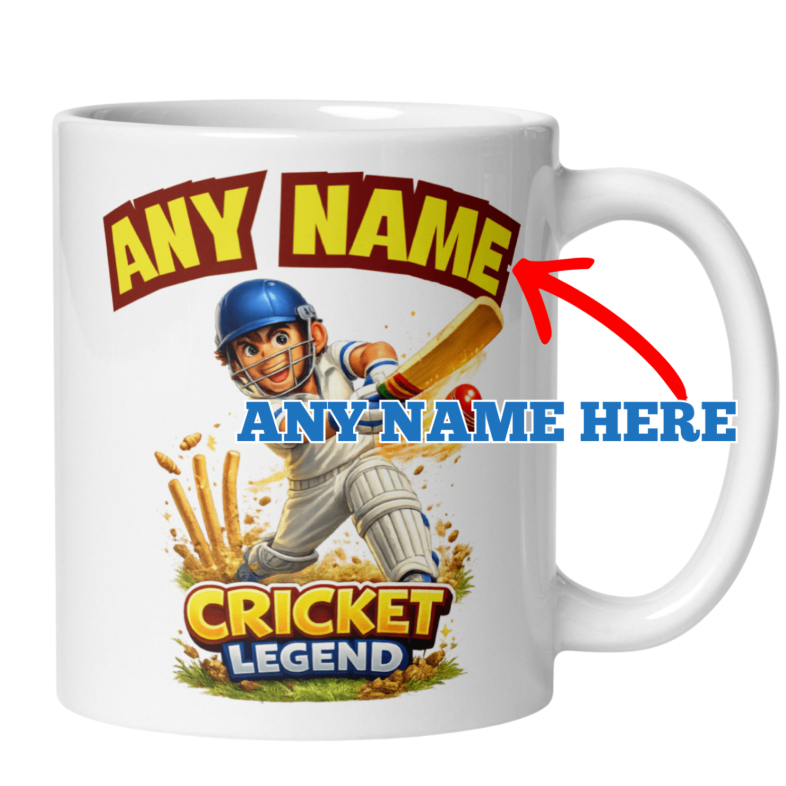 Cricket Legend personalised mug with ANY NAME to stop mug theft