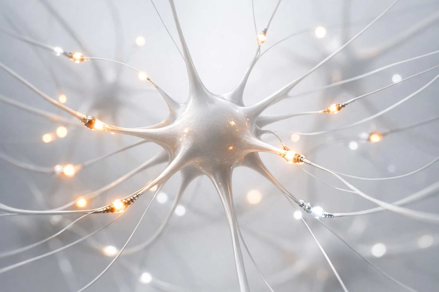 Stylized neural network highlighting brain function and cognitive research pathways.