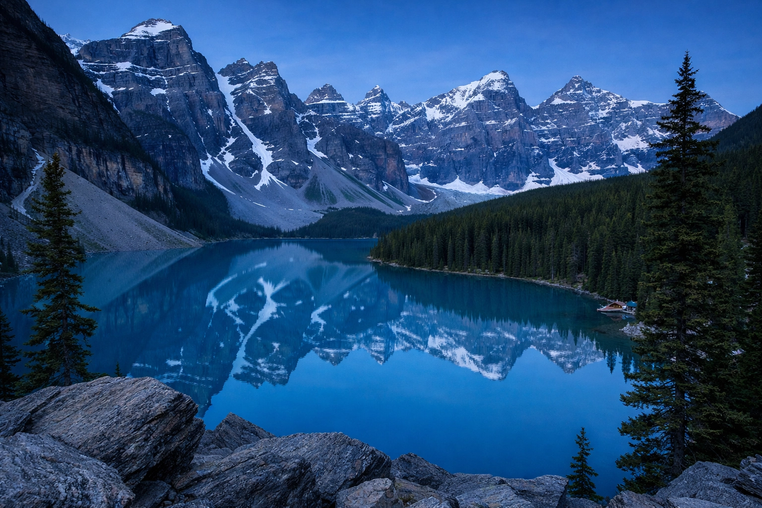 Reflections of the Ten Peaks at Moraine Lake in Banff, one of the best photography locations in Canada.