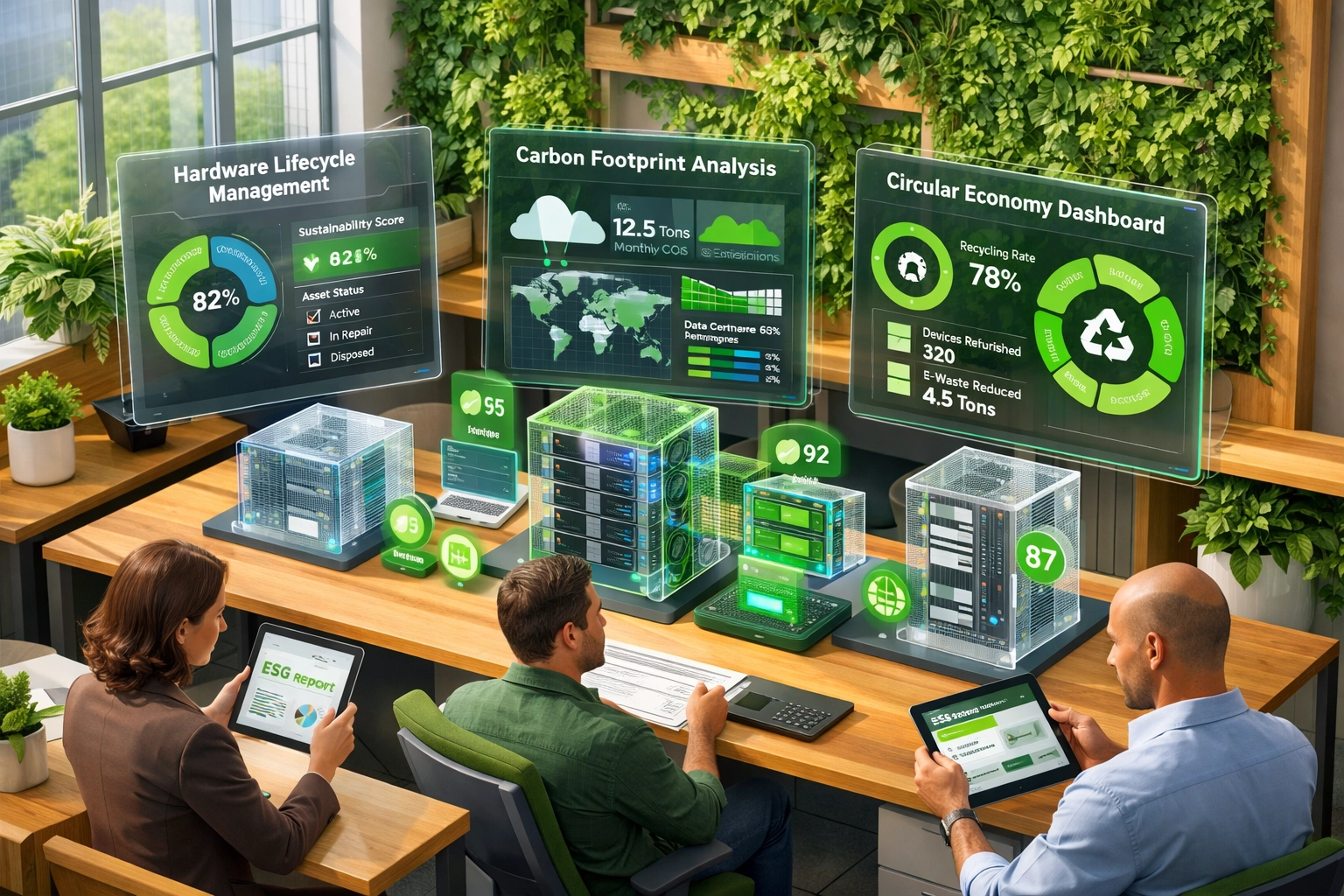 ServiceNow ITAM ESG reporting dashboard showing carbon footprint metrics and sustainability tracking