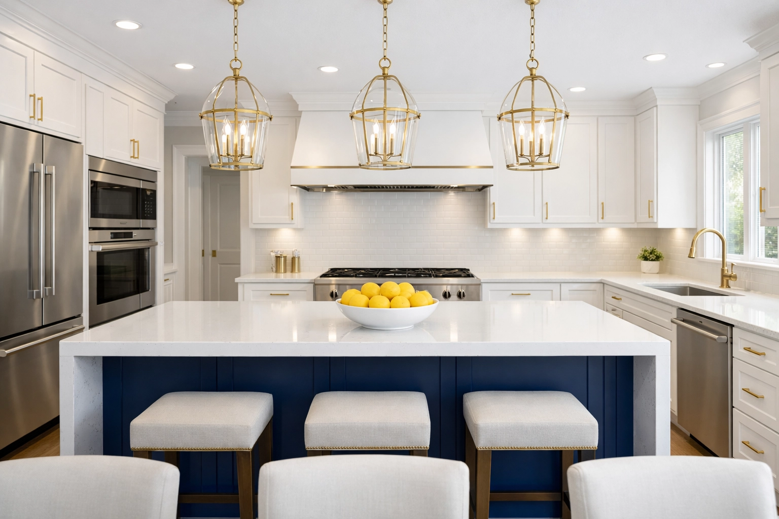 Pristine luxury kitchen in Massachusetts after recurring maid services Lowell for a sanitized, dust-free home.