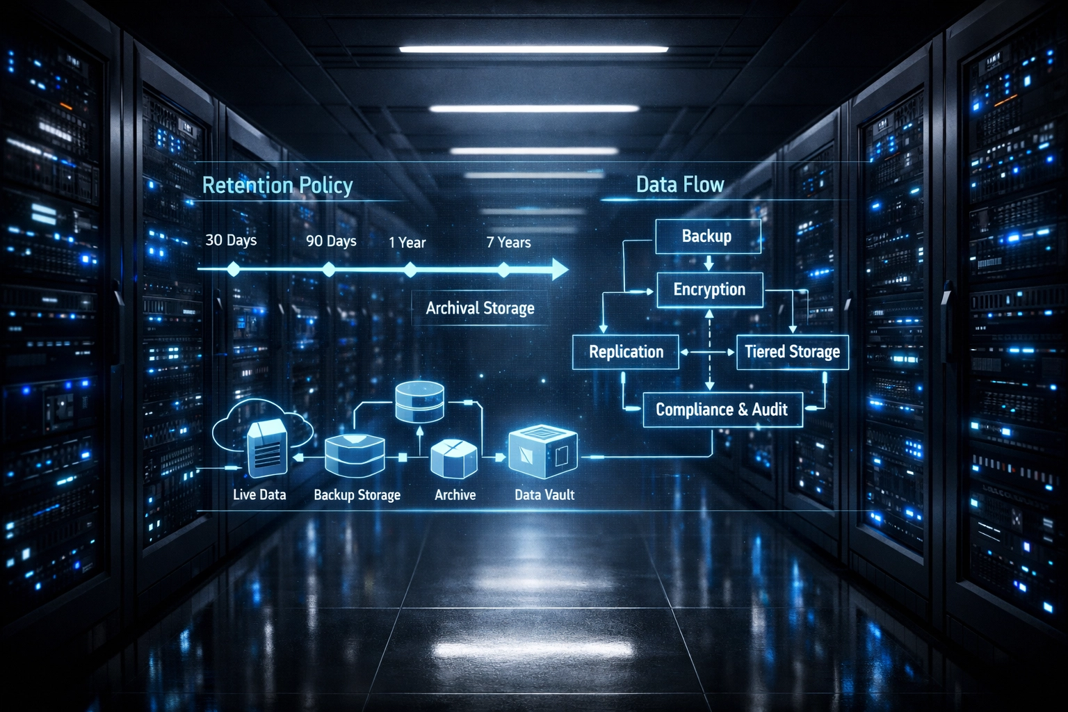 Backup infrastructure with retention policy configuration