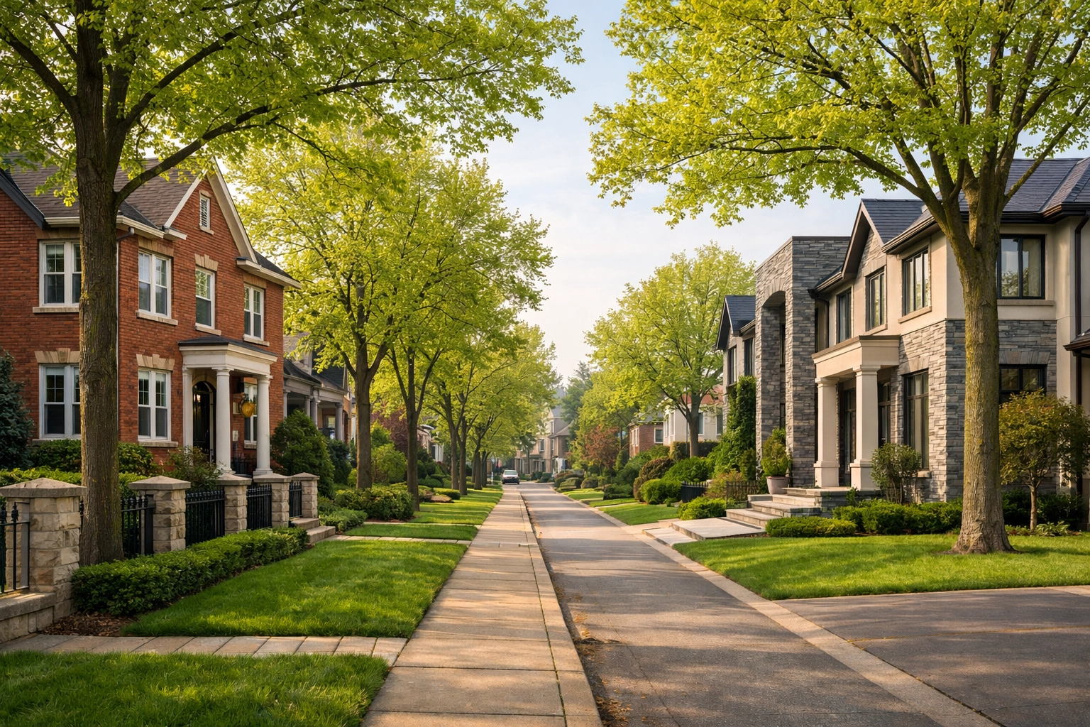 Tree-lined family-friendly street in Willowdale, North York with high-end detached homes.