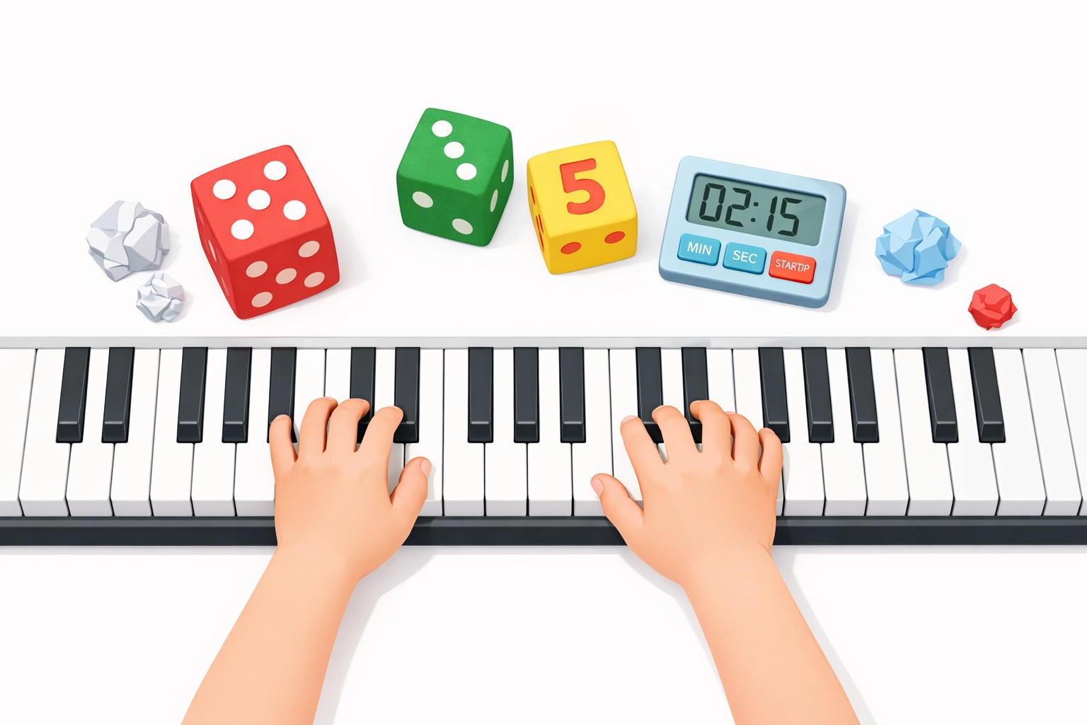 Fun piano practice games with dice and timer making lessons engaging for children