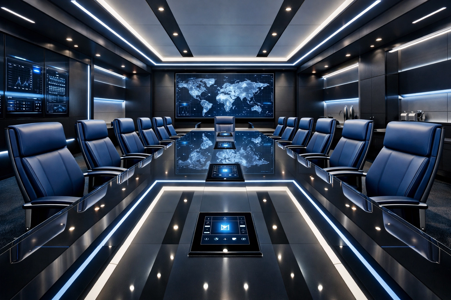 Spotless executive conference room in Quincy with dust-free tech and furniture.