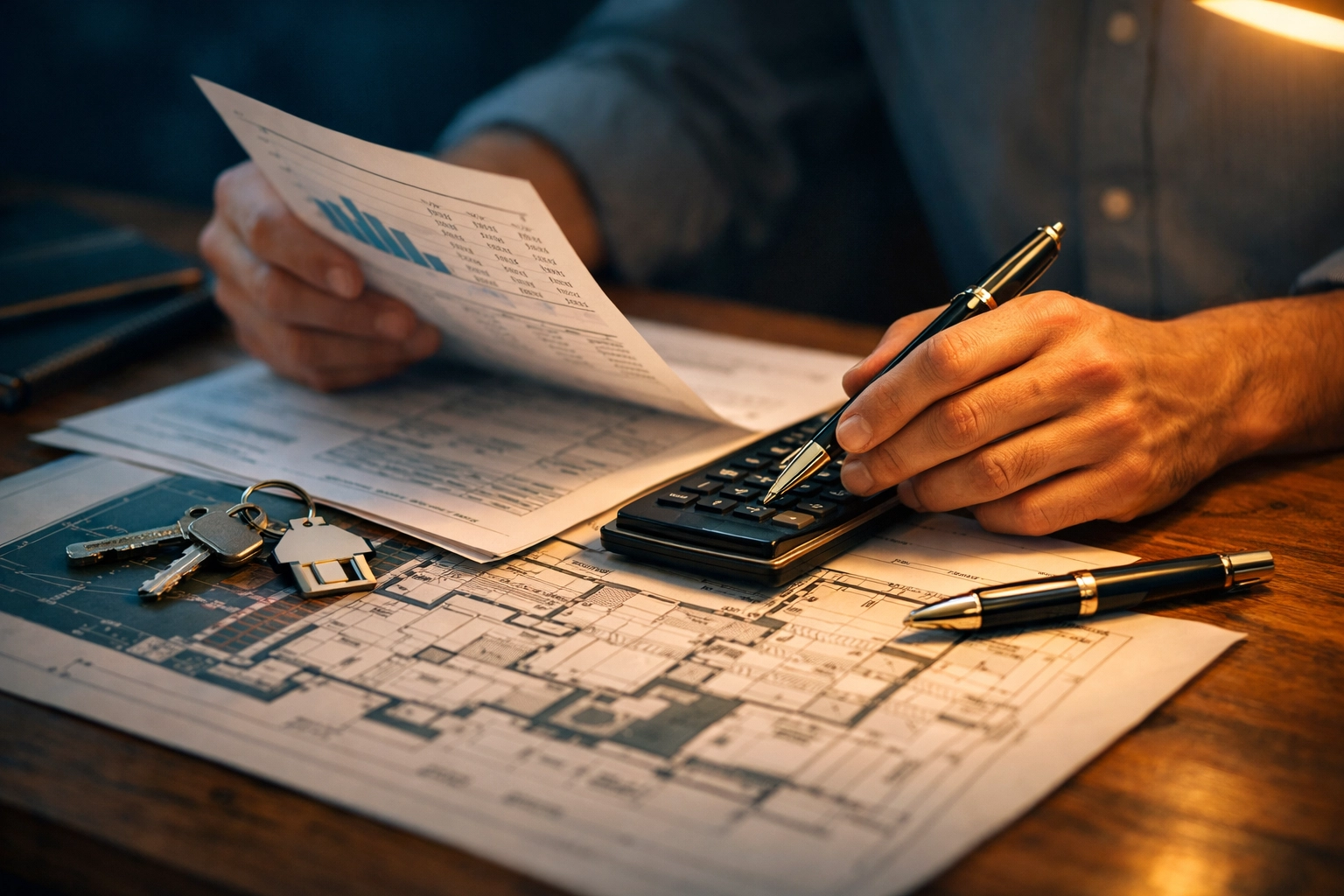 Reviewing real estate closing documents and mortgage financing options for a Phoenix home sale.