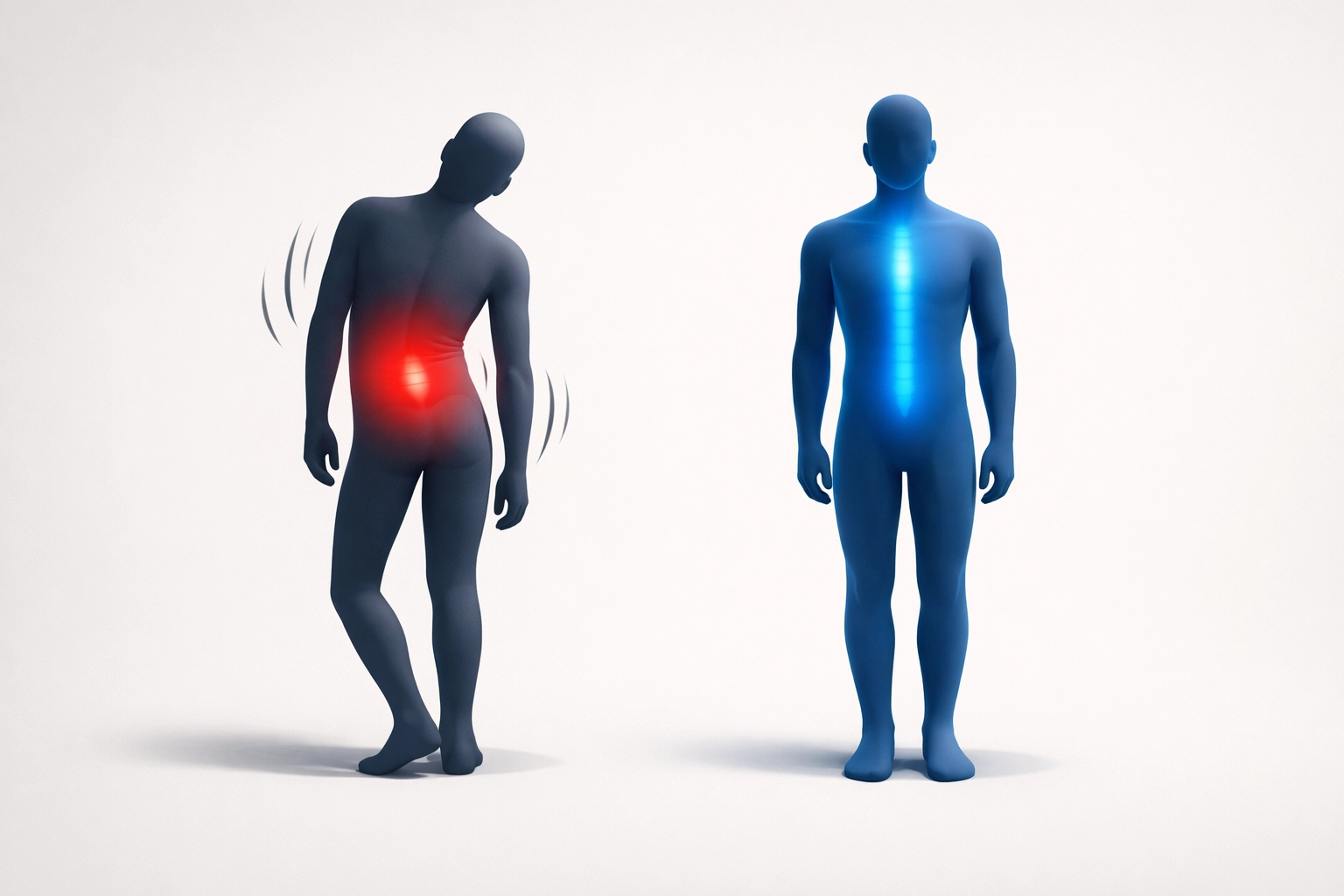 Body imbalance causing sciatica pain versus proper spinal alignment for relief