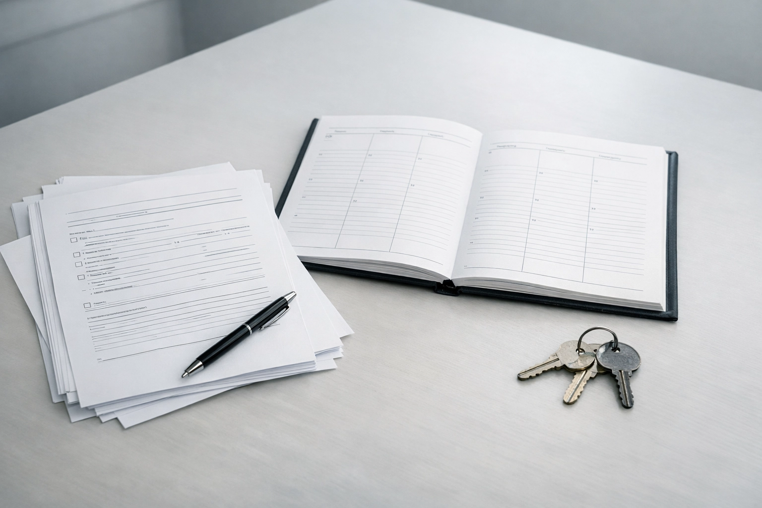 Parenting plan documents and a weekly calendar on a desk for a Fredericksburg family law custody schedule
