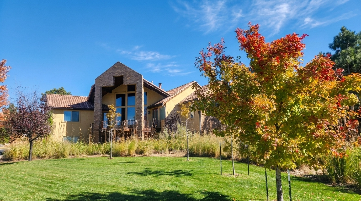 High-quality professional real estate photograph of a modern suburban home in Denver, Colorado, captured in natural daylight with strong curb appeal.