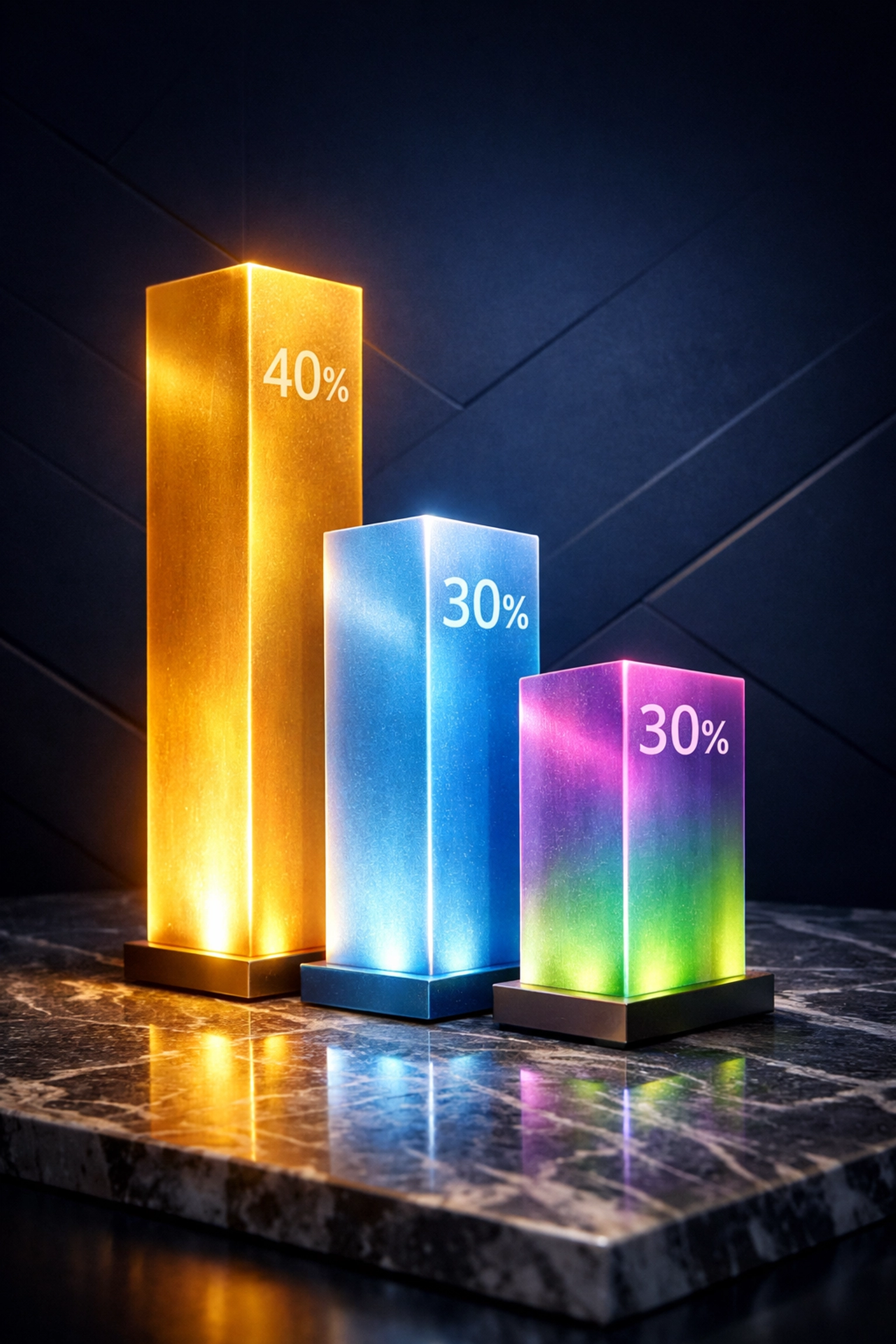 Three pillars representing 40/30/30 portfolio allocation framework for accredited investors