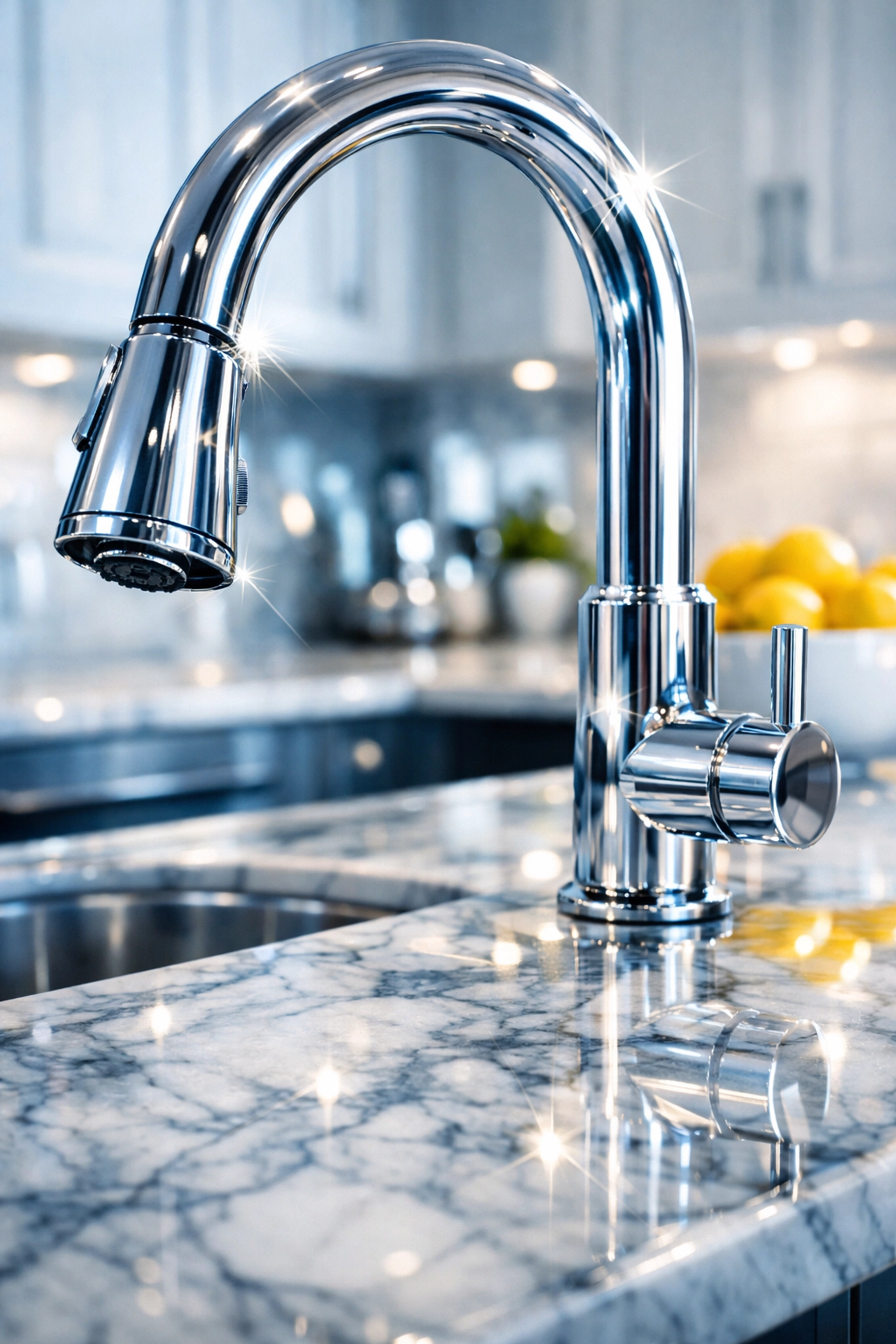 Sparkling clean marble kitchen countertop after professional deep cleaning in Northborough MA.