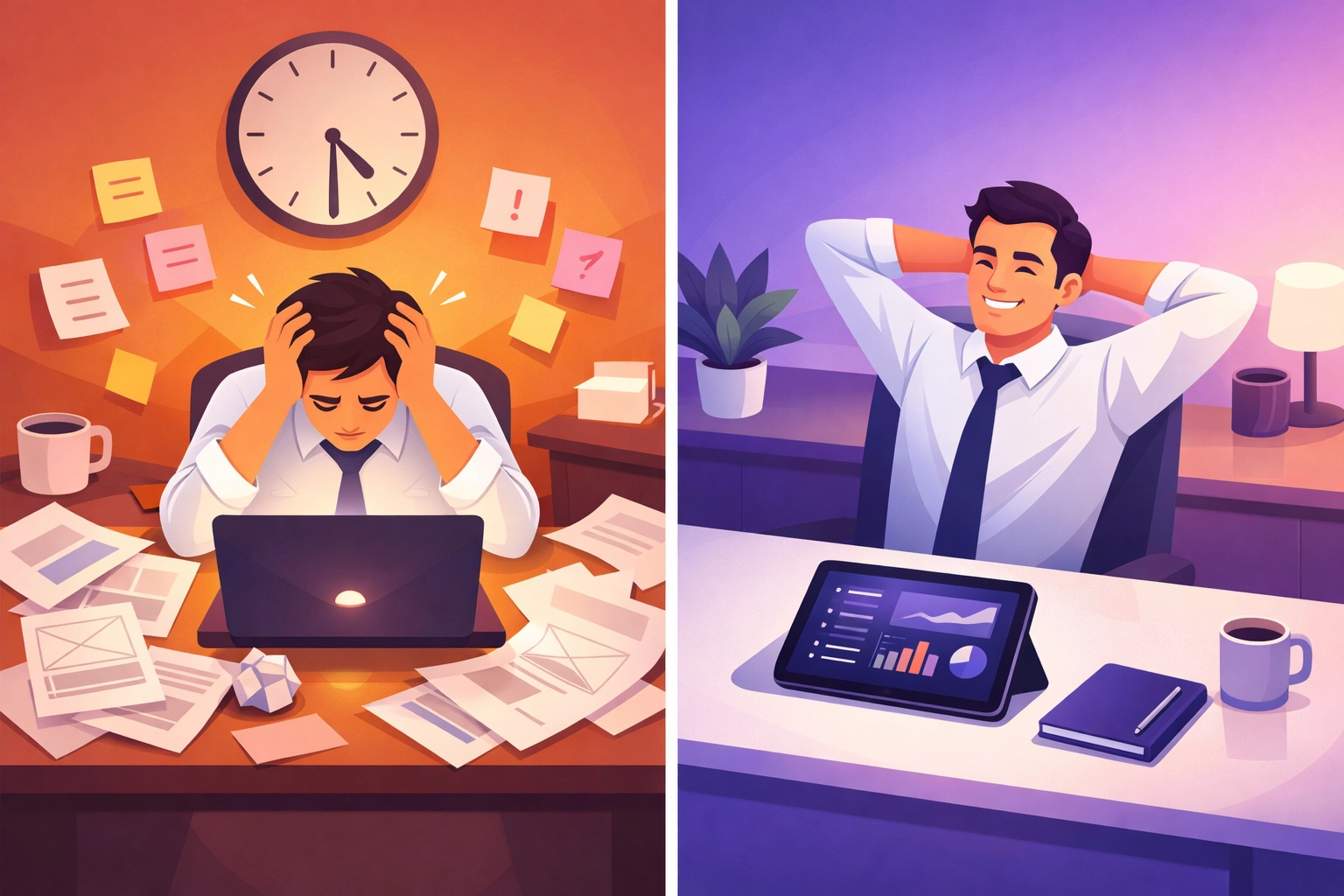 Traditional risk assessment template work vs AI-generated RAMS - time comparison showing 2-3 hours reduced to 5 minutes