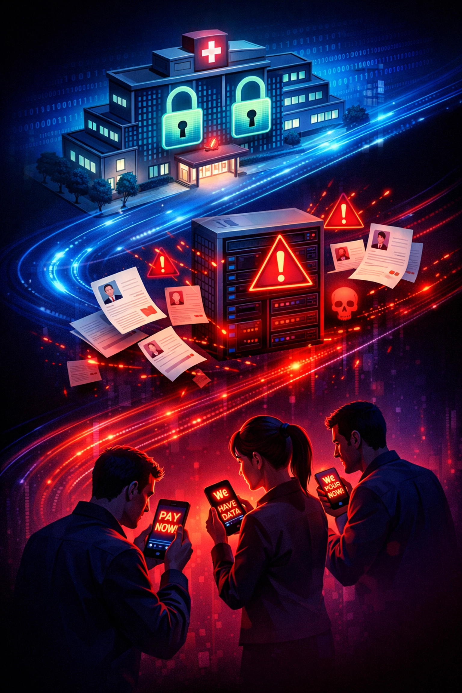 Triple extortion ransomware attack targeting healthcare facility and patients