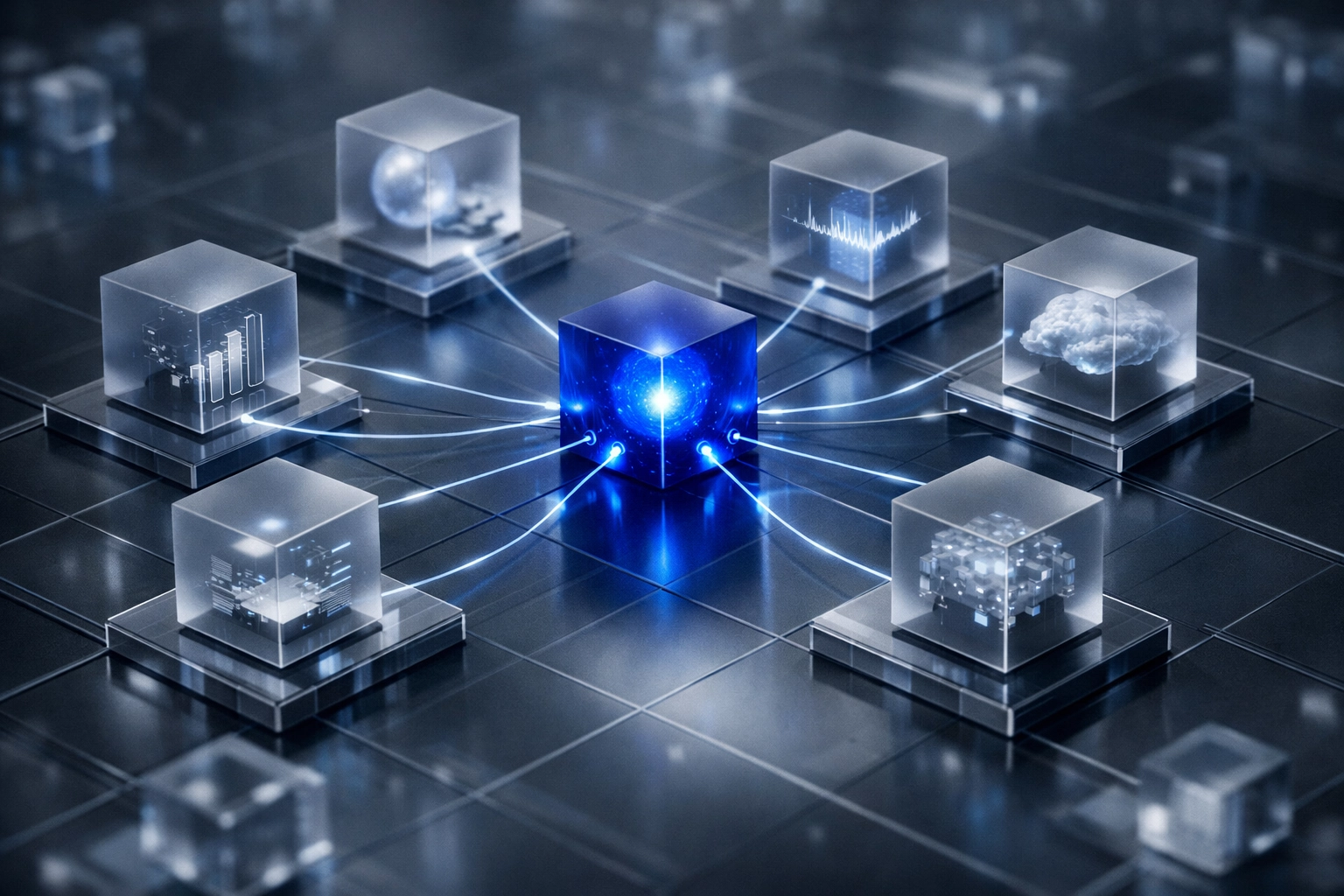 Visualizing an agentic AI workflow with interconnected nodes for custom HRMS software development.